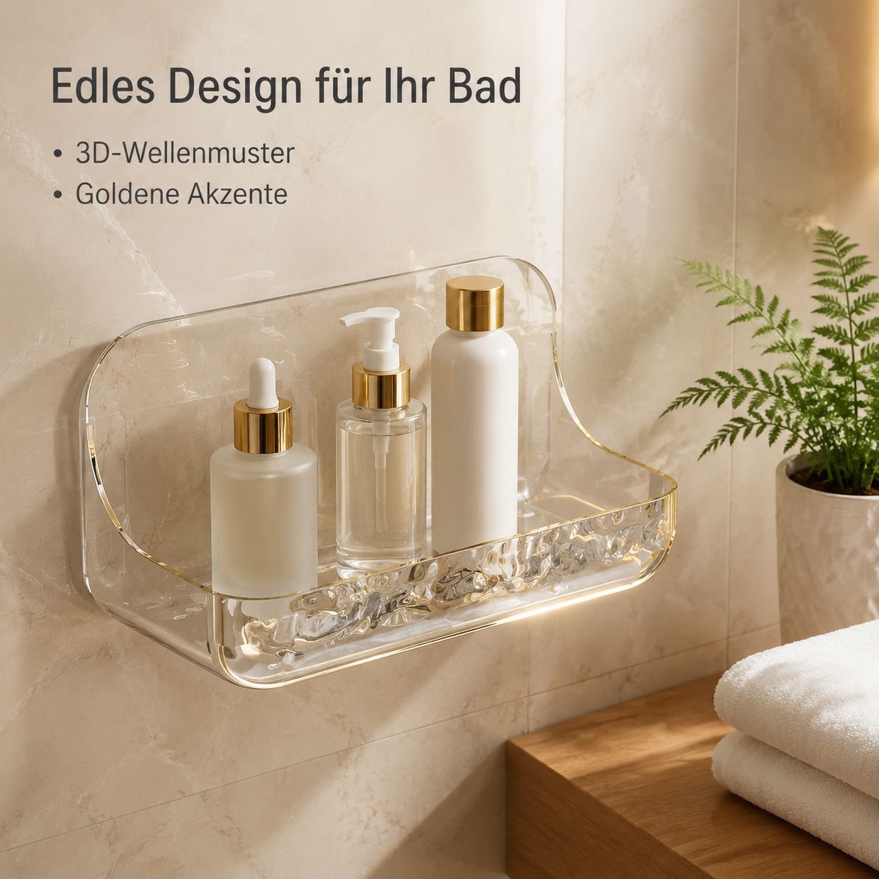 Wandmontiertes Acrylregal fürs Badezimmer