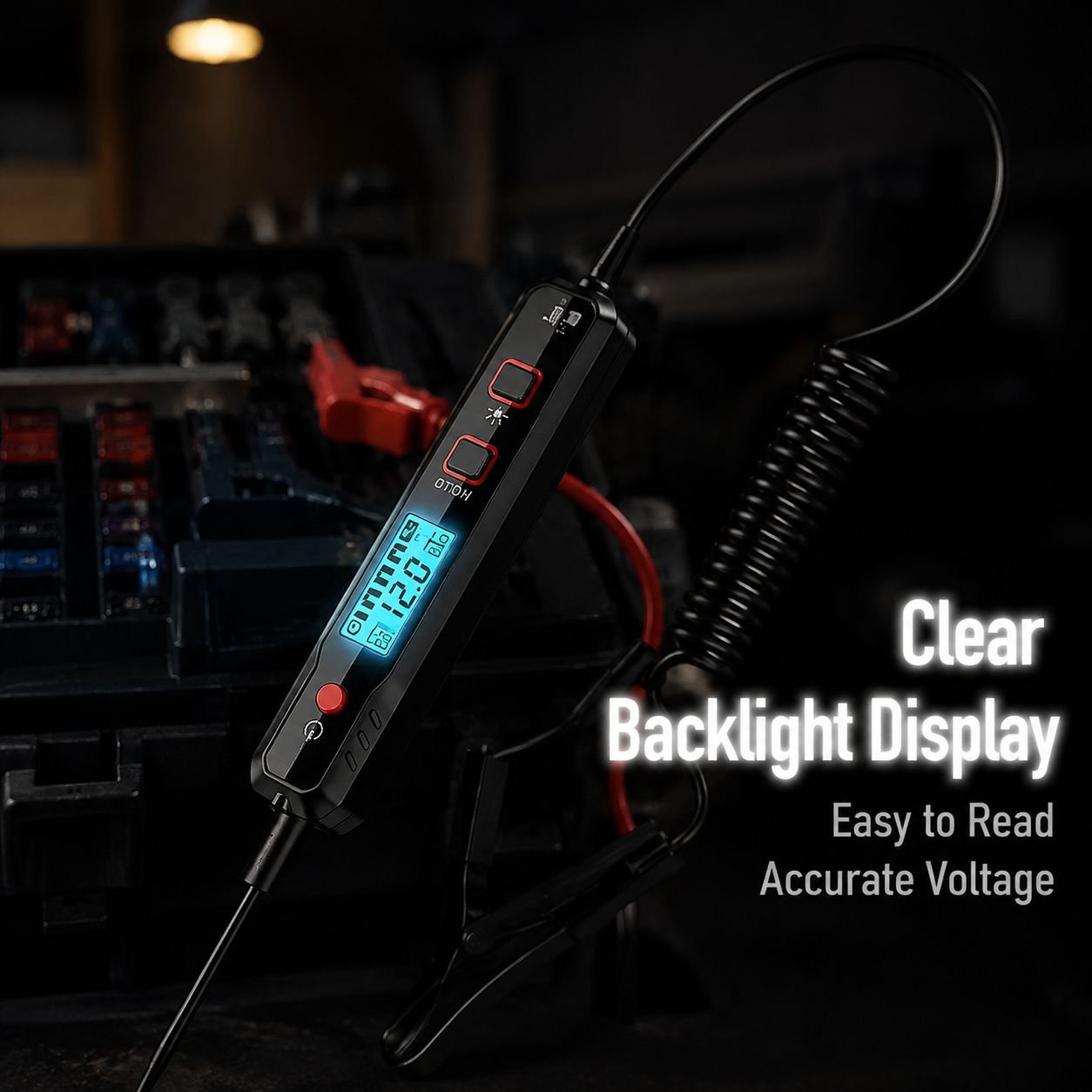 Car Voltage Tester with Backlight Display Fuse Fault Diagnostic Test Pen