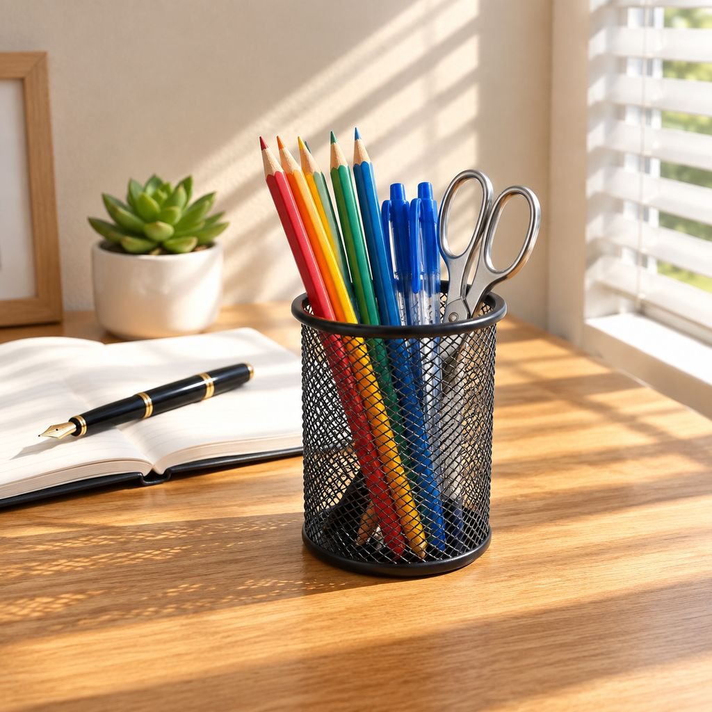 Organizador Redondo de Metal para Escritorio Escolar