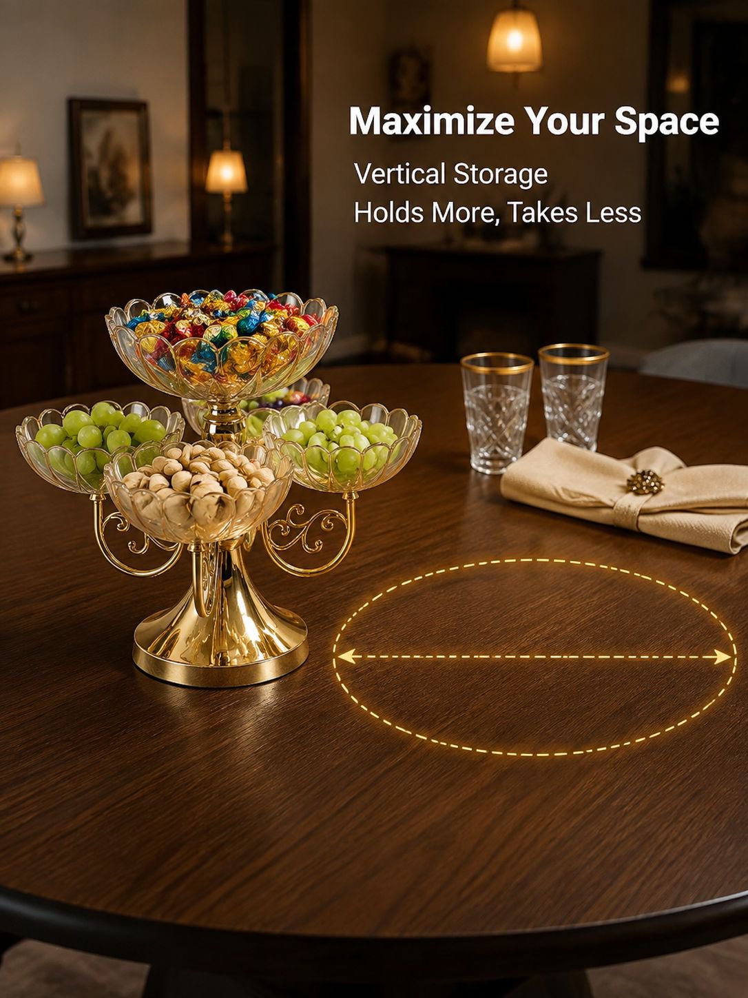 Multi layered rotating high-end crystal fruit plate