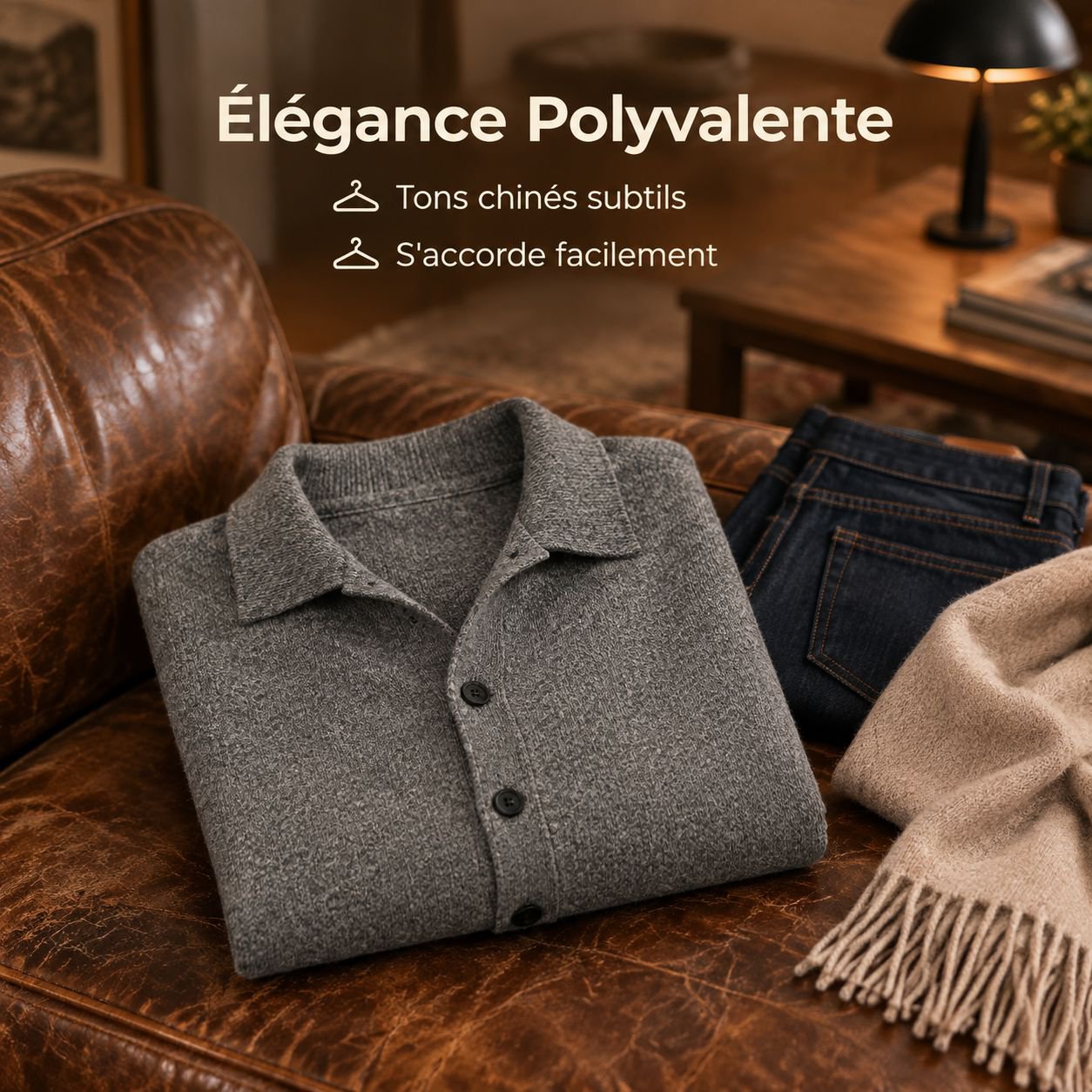 Gilet en tricot épais à col montant pour homme automne-hiver