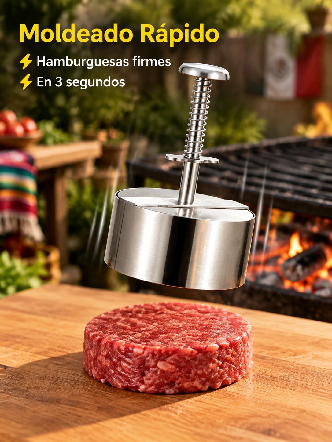 Prensa para hamburguesas multifuncional de acero inoxidable