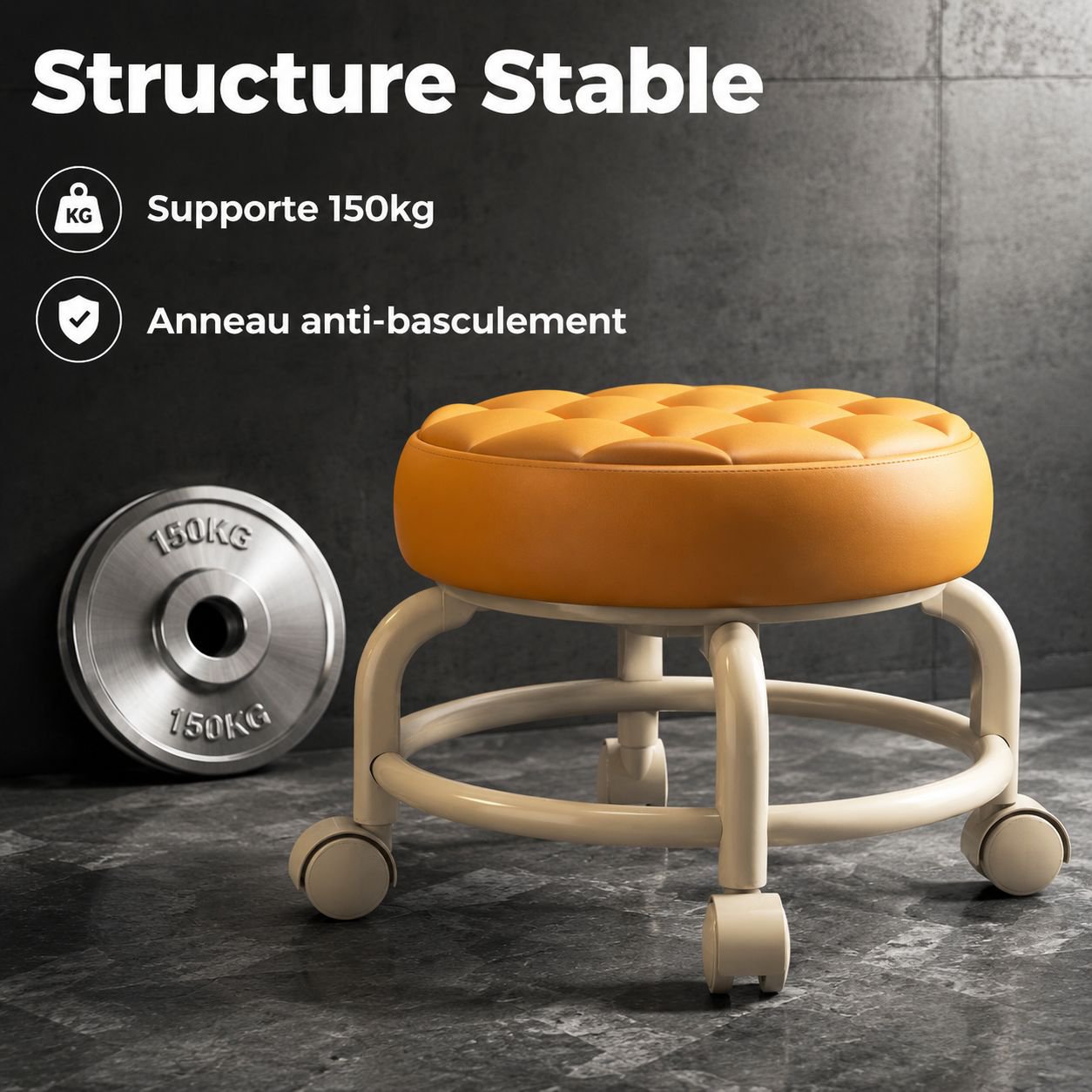 Tabouret de canapé portable avec roulettes pivotantes