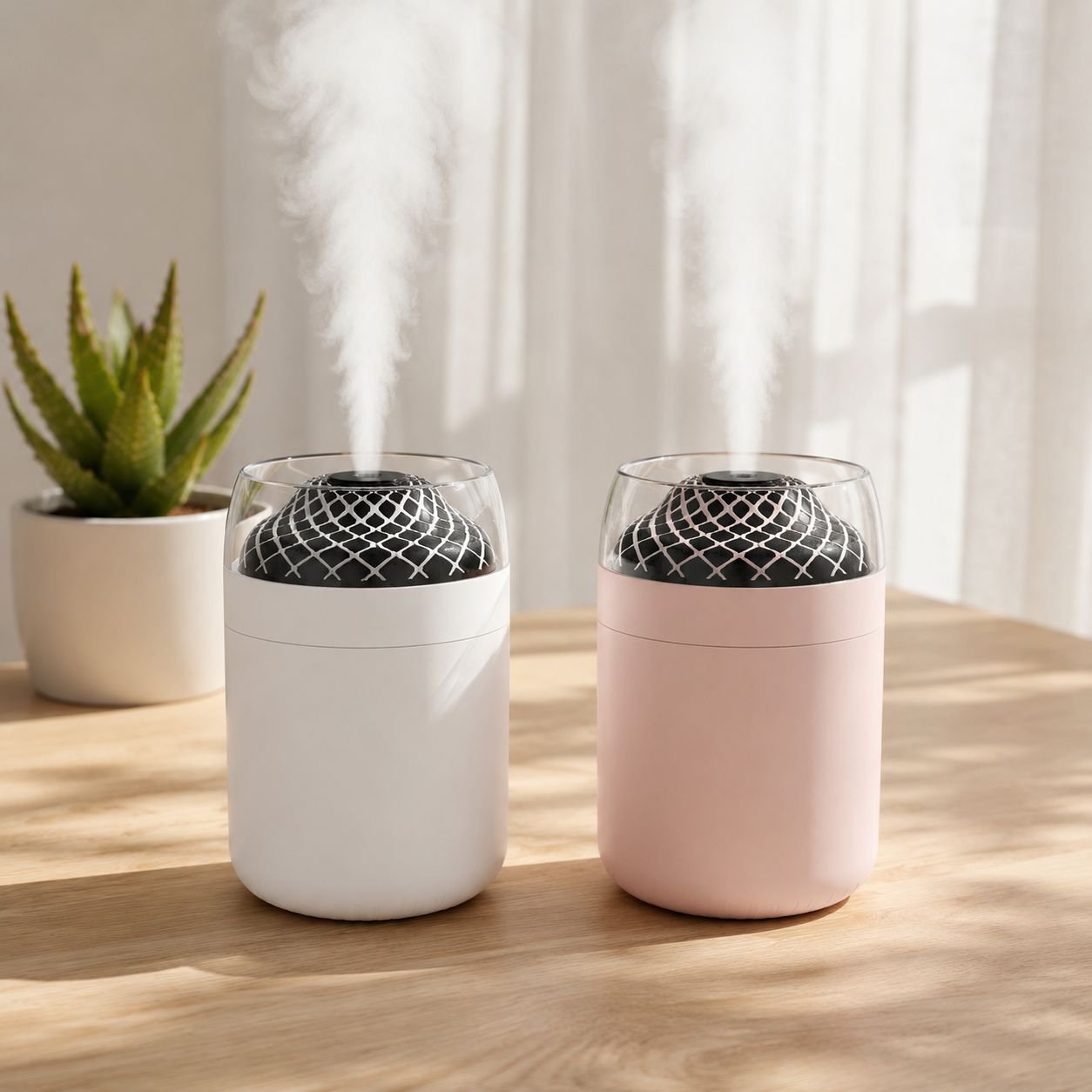 2026 New Mini Humidifier for Desktop, Sterilization & Aroma, 7-Color Ambient Light