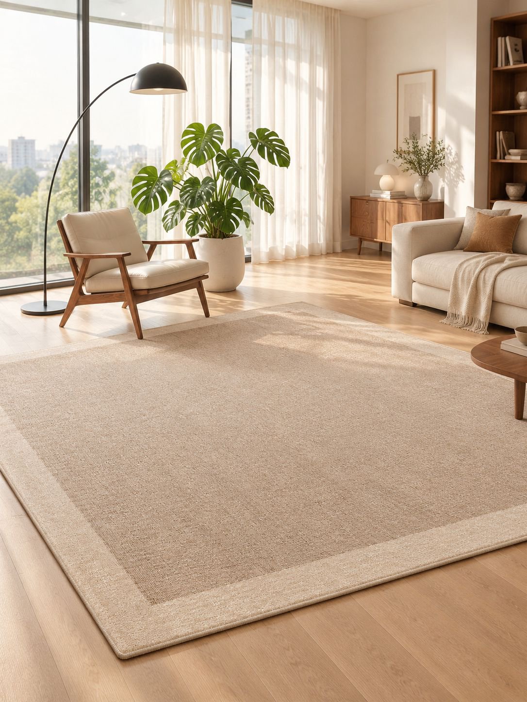 Vintage-style living room rug displayed in a cozy home interior