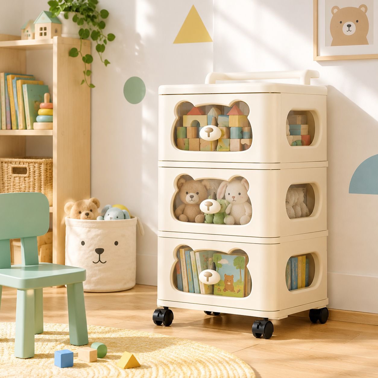 Mehrschichtiges Lagerregal Multifunktions-Haushaltslagerschrank Wohnzimmer Kinderspielzeugschrank Ba