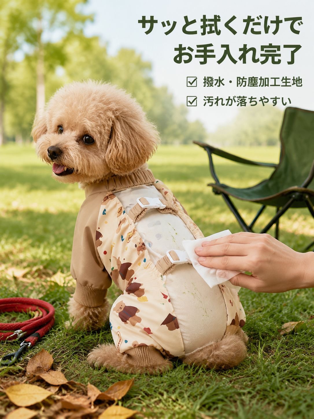 小中型犬プリントの防塵パンツ
