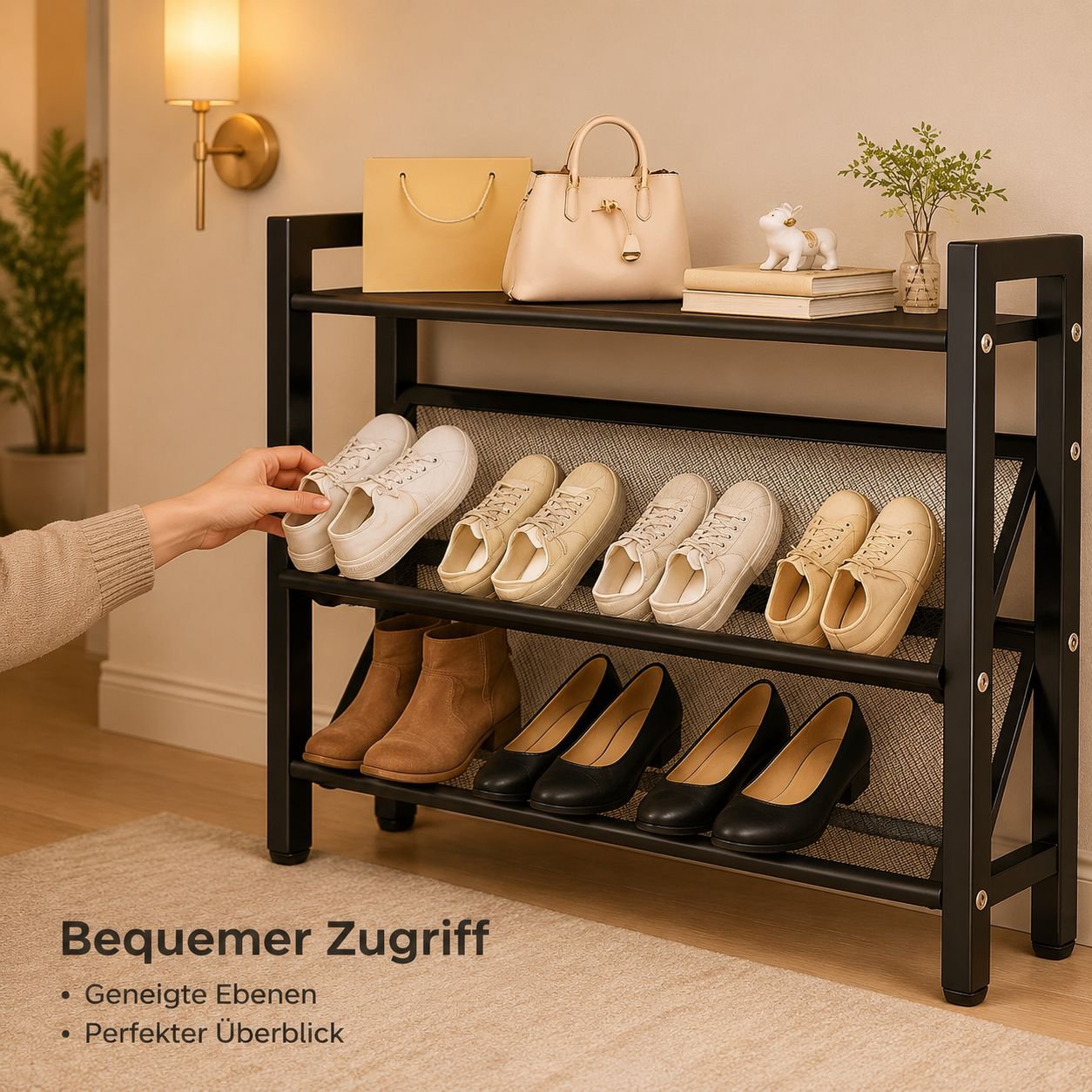 Ultradünnes, neigbares, mehrlagiges Schuhregal