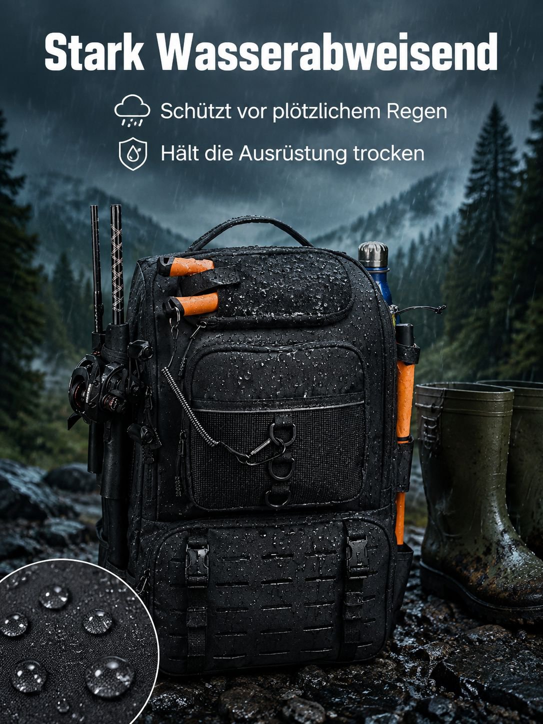 Neuer faltbarer multifunktionaler Outdoor-Angelrucksack mit großer Kapazität