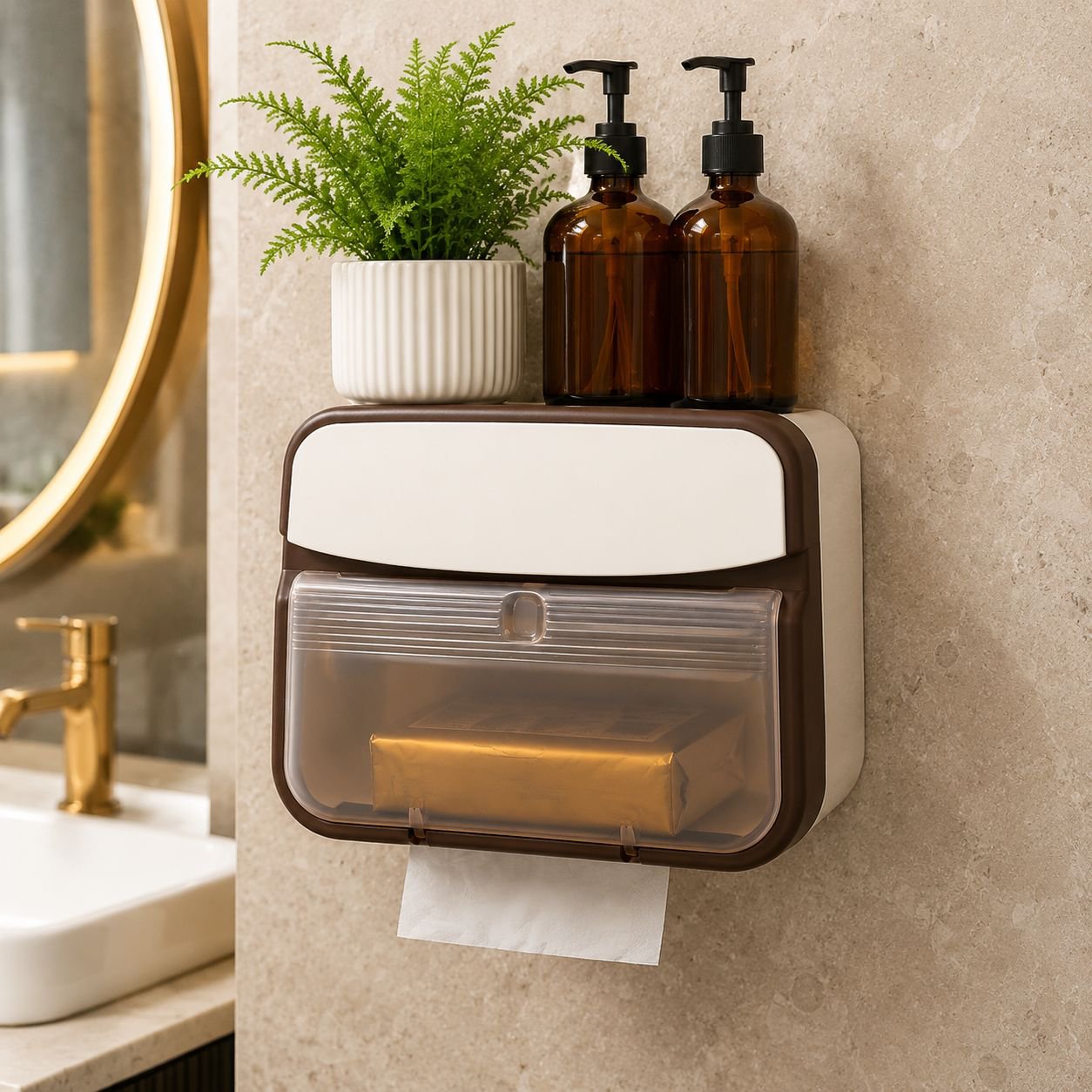 Modern design tissue holder for bathrooms