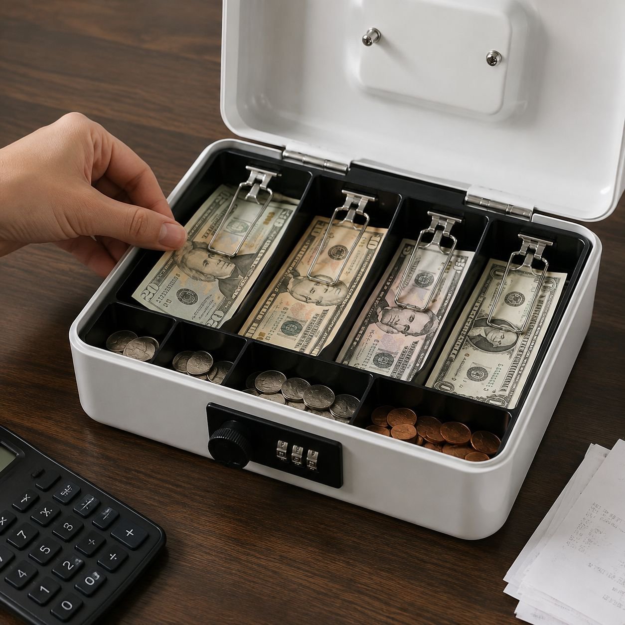 Secure coin bank with multiple compartments for home use