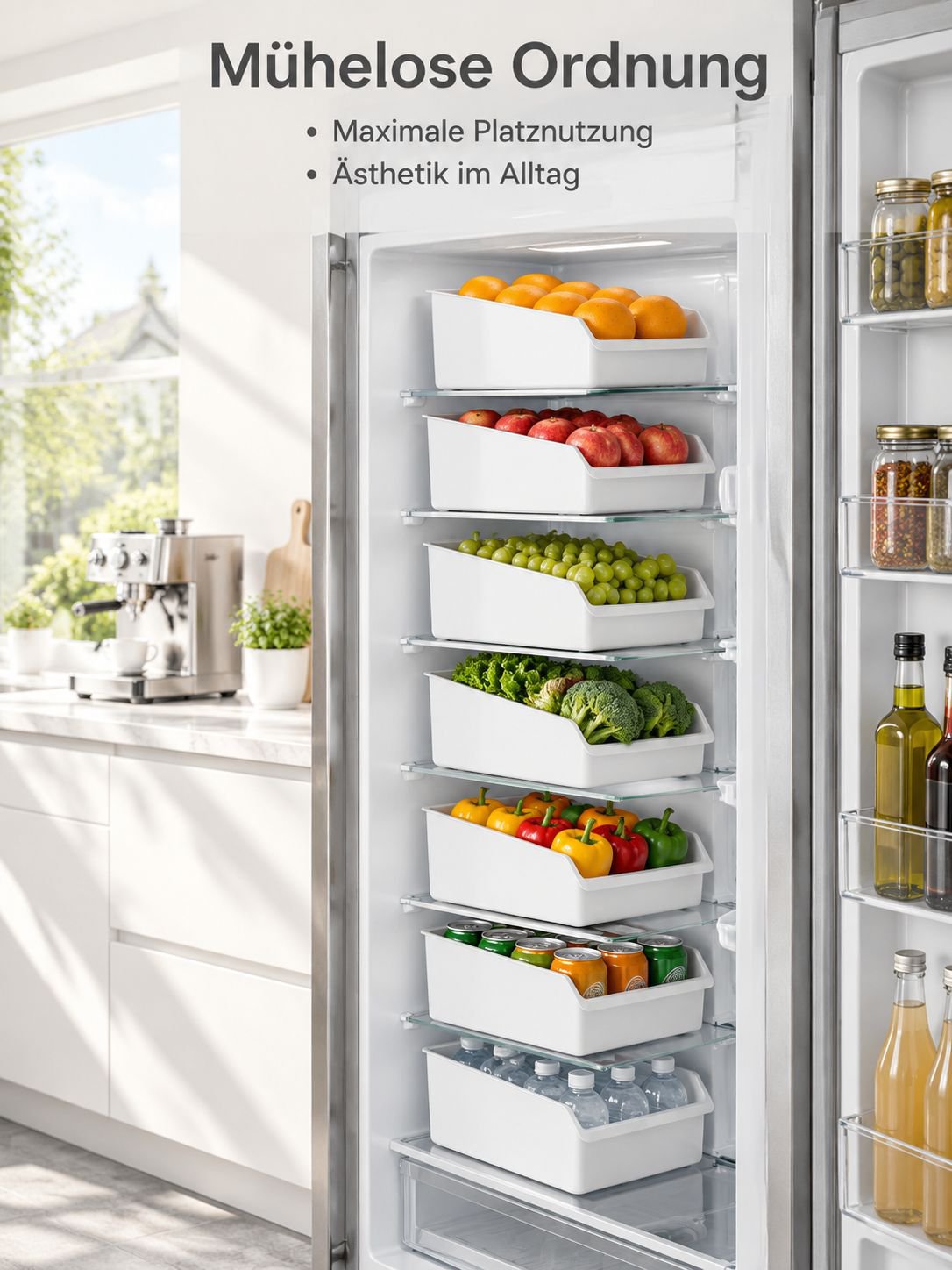 Einfach zu installierender transparenter Kühlschrank Organizer