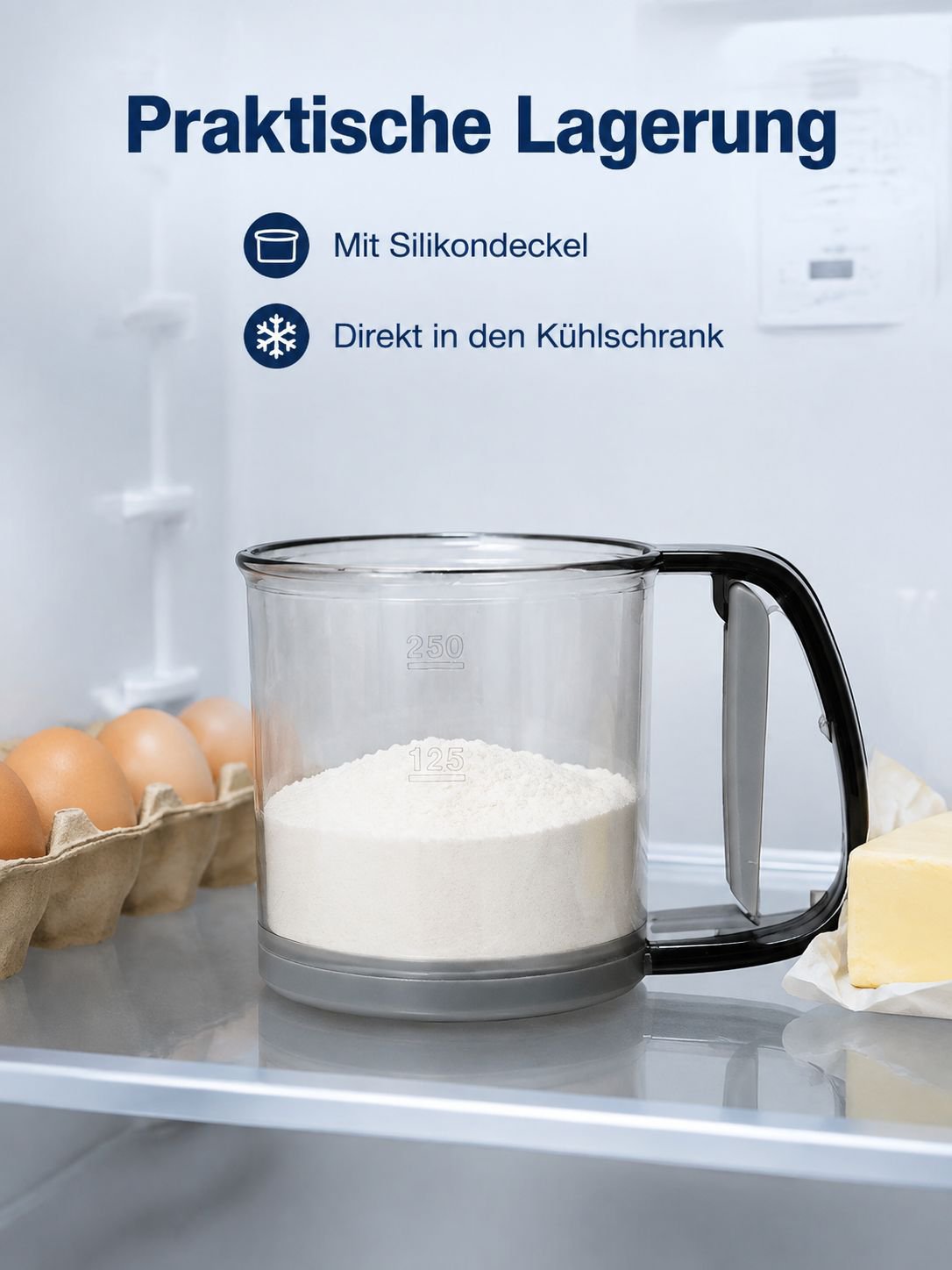 Halbautomatisches Mehlsieb mit Pressfunktion