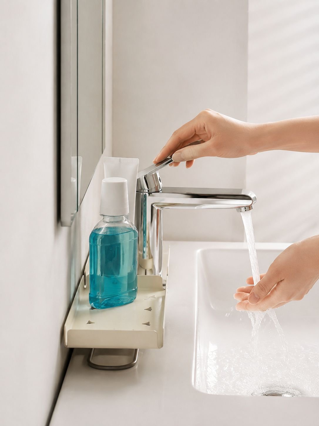 Organizador de baño compacto y decorativo
