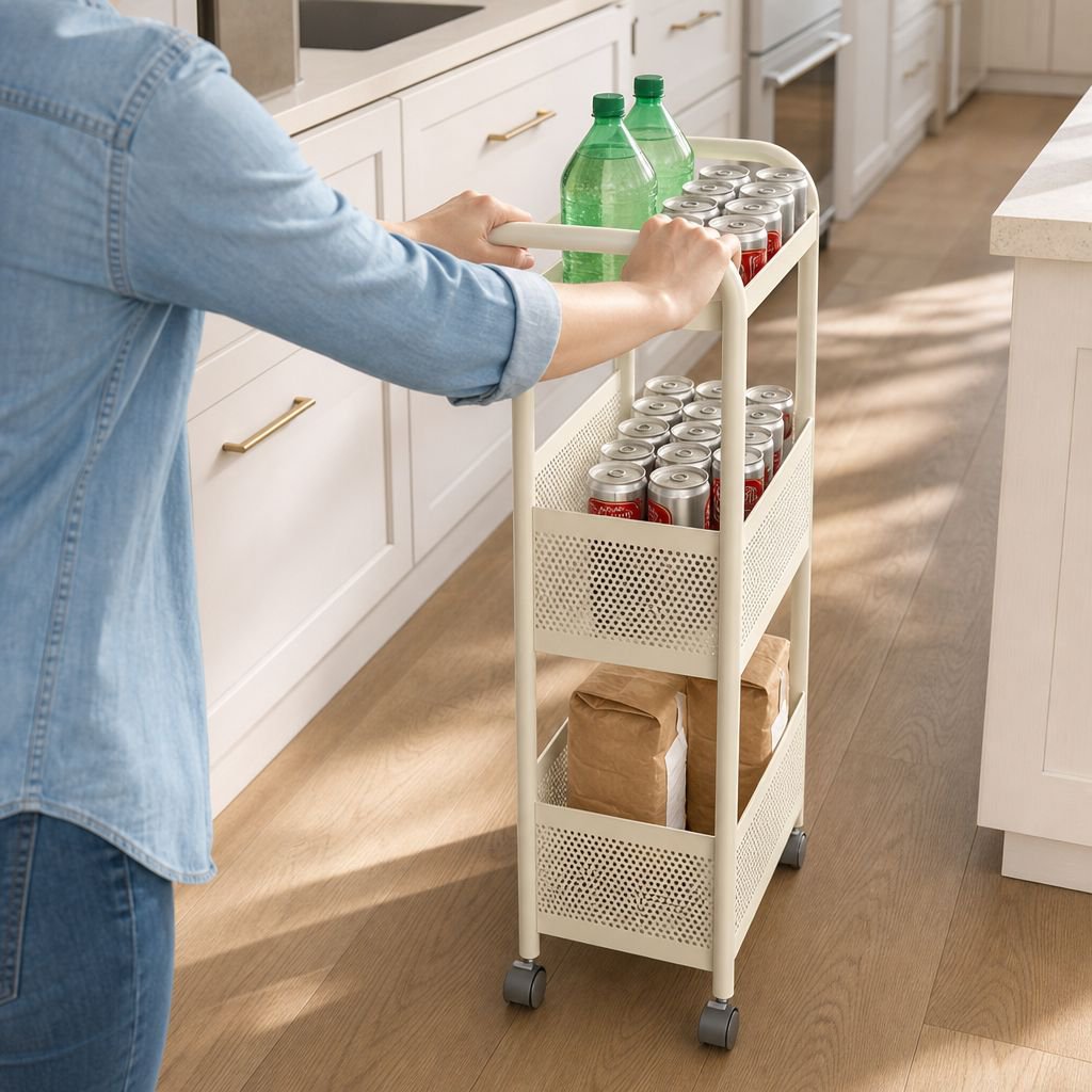 Versatile cabinet organizer for refrigerator and pantry