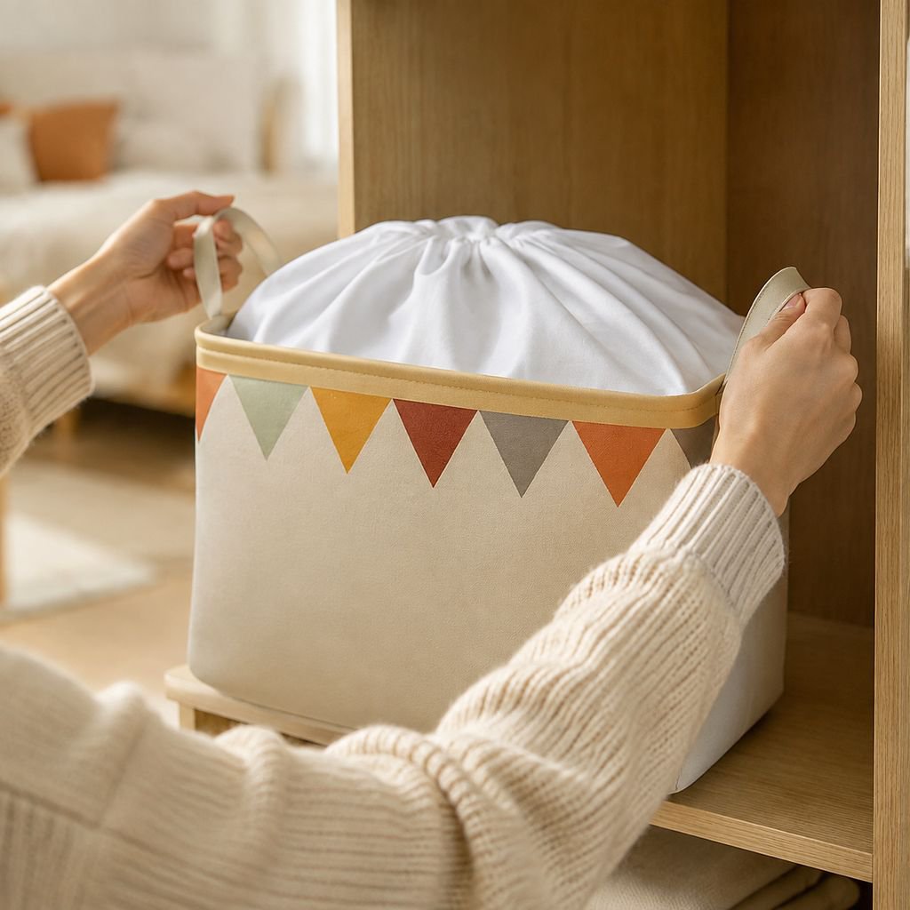 Aufbewahrungsbox aus Segeltuch mit Stoffgürtel, Spielzeug-Garderobe, Kleidung, Aufbewahrungsbox, tra