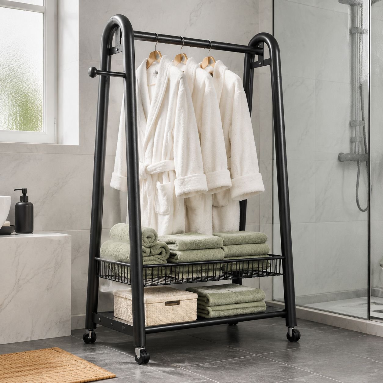 Indoor Movable Floor Clothes Storage Rack
