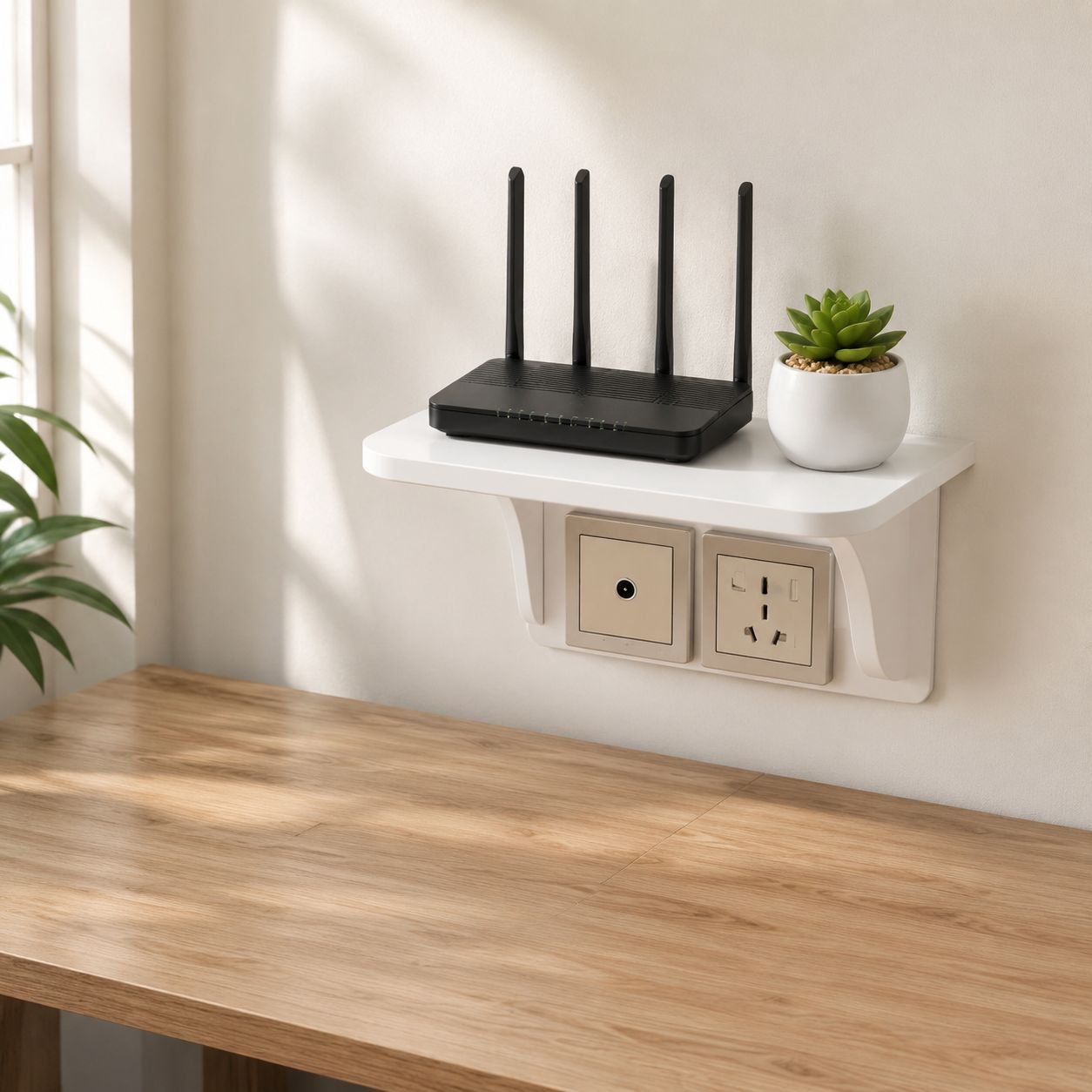 Home Multifunctional Wall WiFi Router & Set-Top Box Bracket, No-Drill Installation