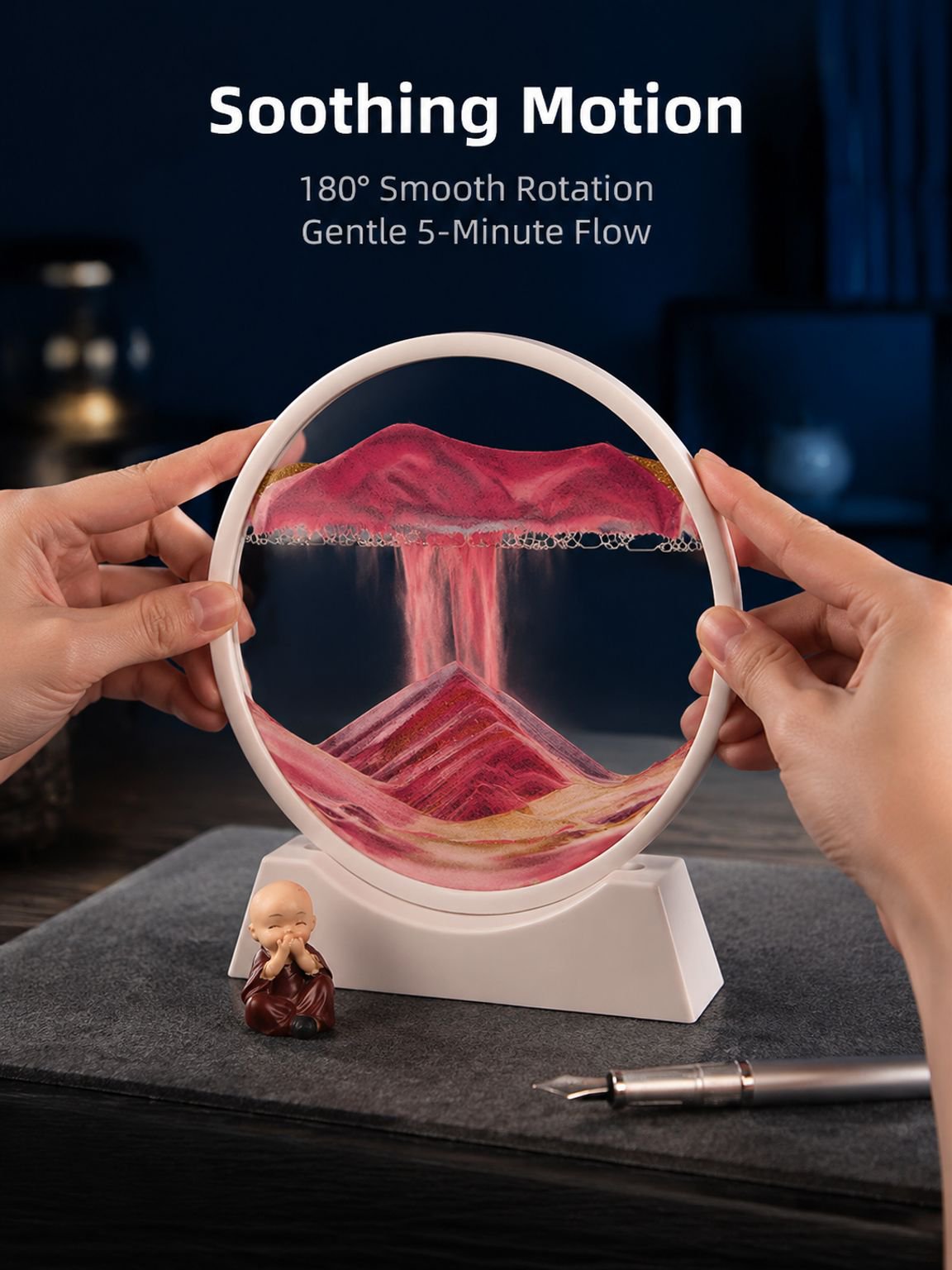 3D Flowing Sand Art Glass Hourglass Ornament Landscape Decoration for Living Room and Office