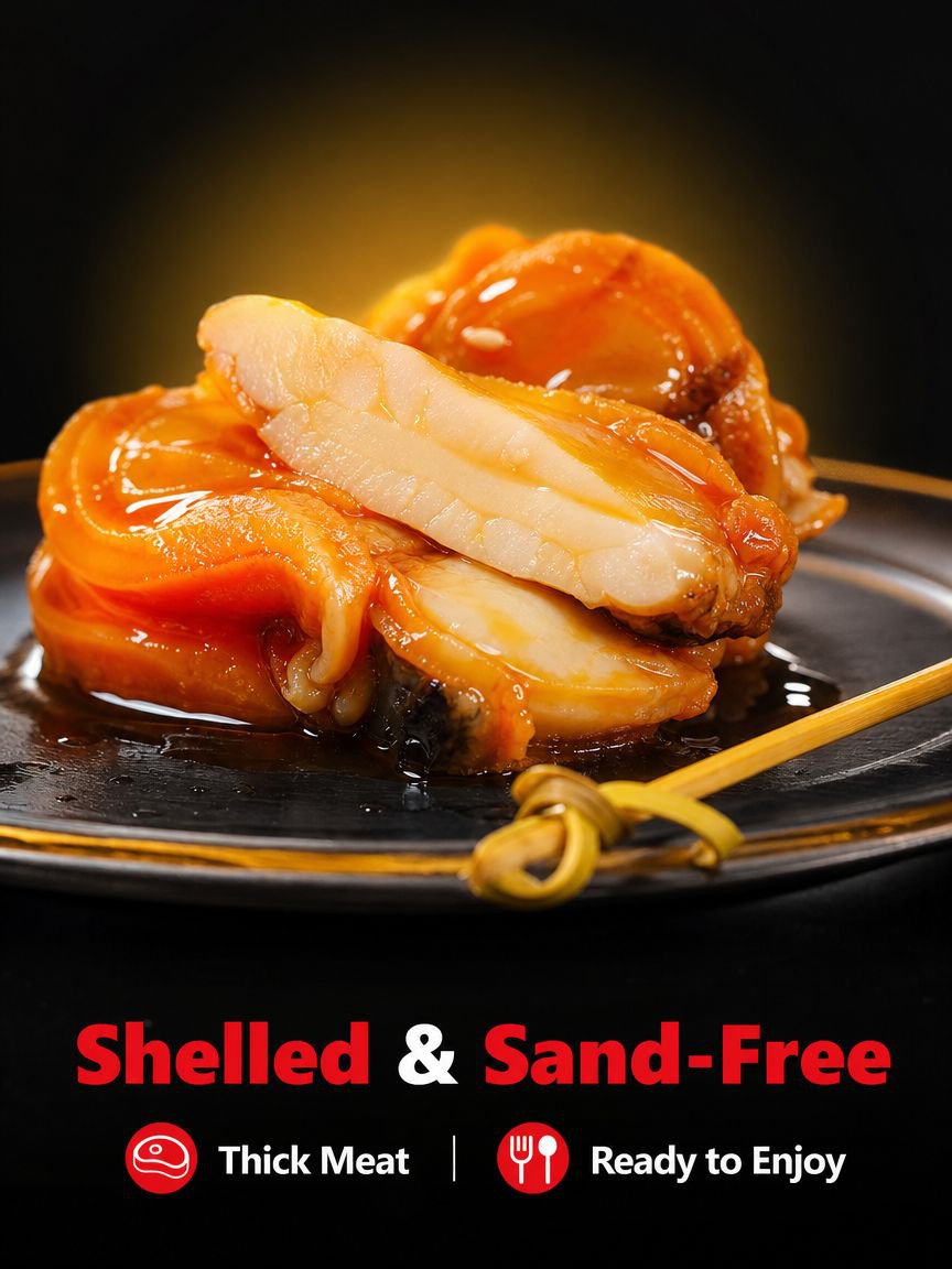 Open can of spicy garlic scallop meat ready to serve