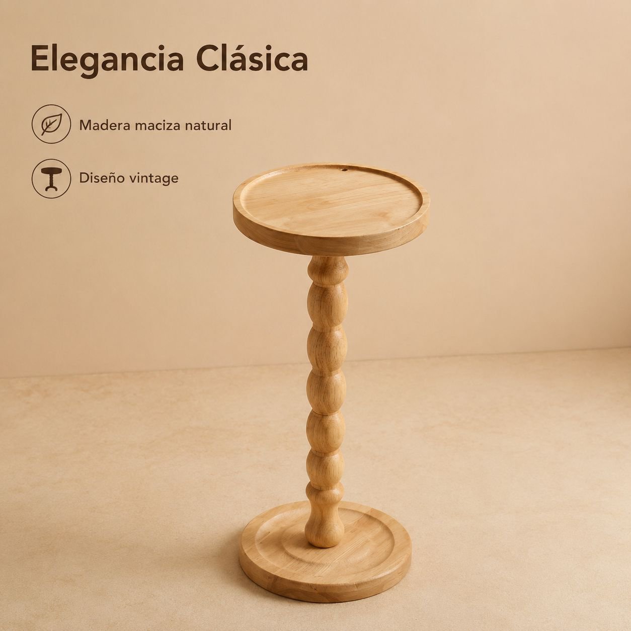 Mesa auxiliar de madera maciza de estilo retro americano