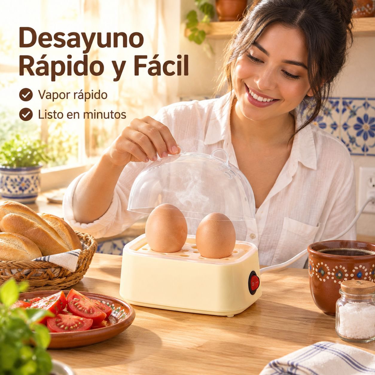 Cocedor de huevos automático sin agua
