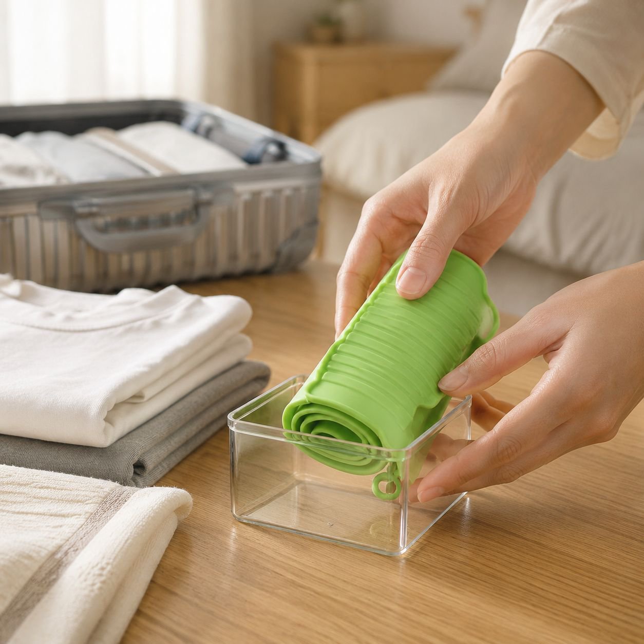 Household silicone washboard and cutting board folded for storage