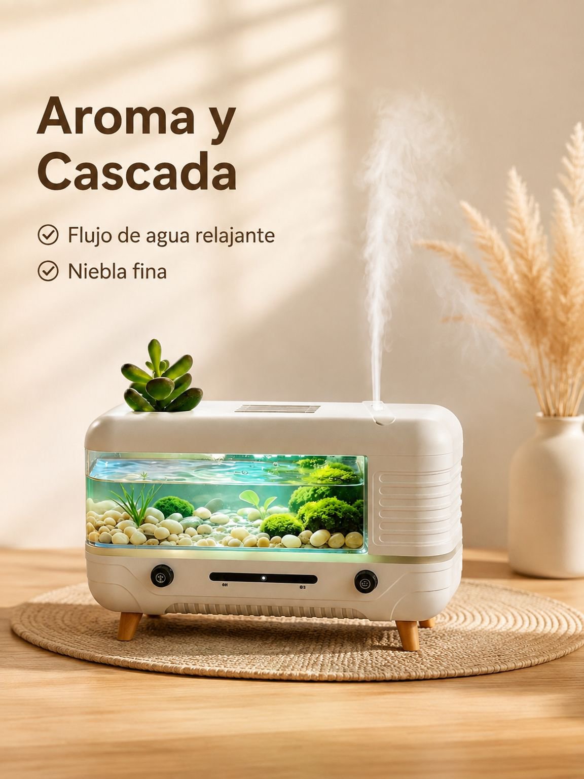 Difusor de aroma creativo con fuente de agua, luces decorativas