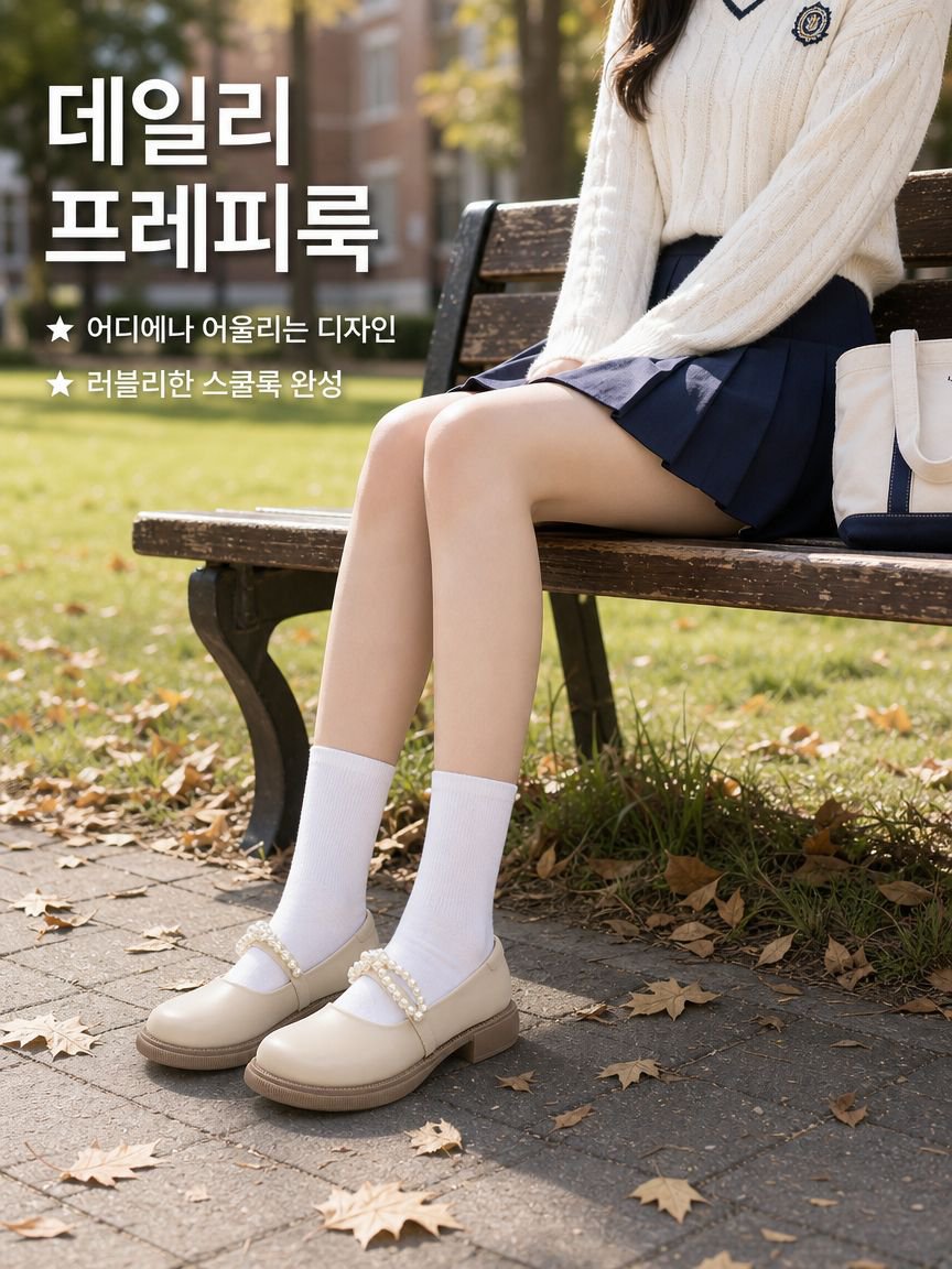 메리제인 슈즈여진주 학원풍 통굽로퍼 빈티지 펌프스 단화