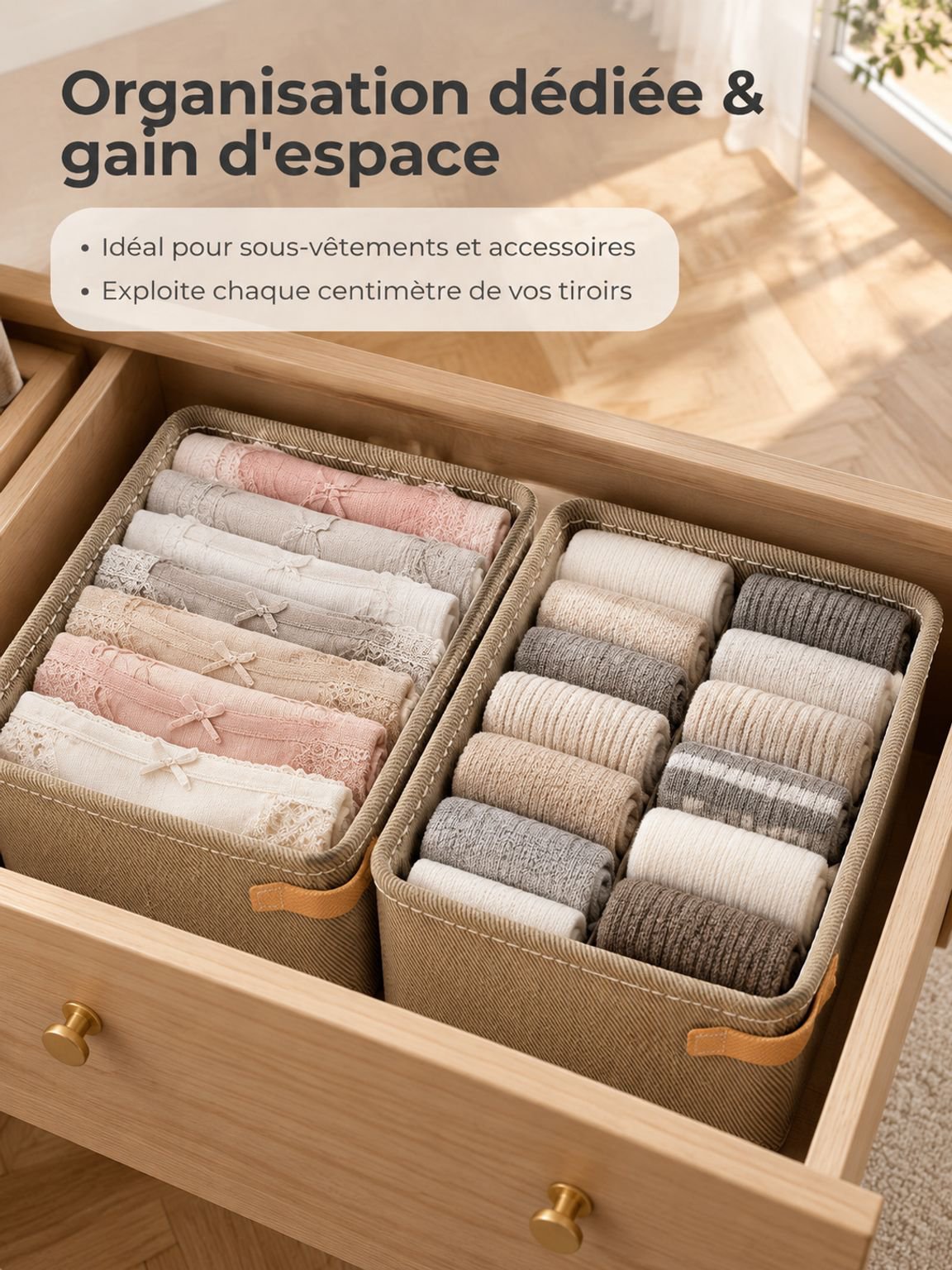 Boîte organisateur en tissu pour dressing