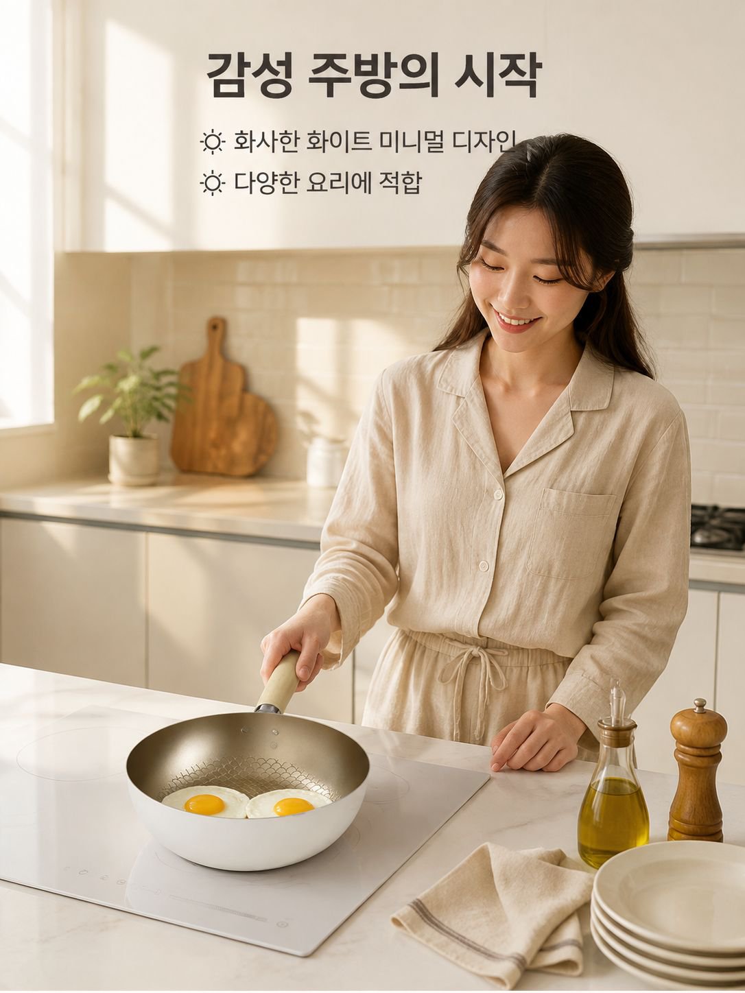 화이트 세라믹 노스틱 프라이팬