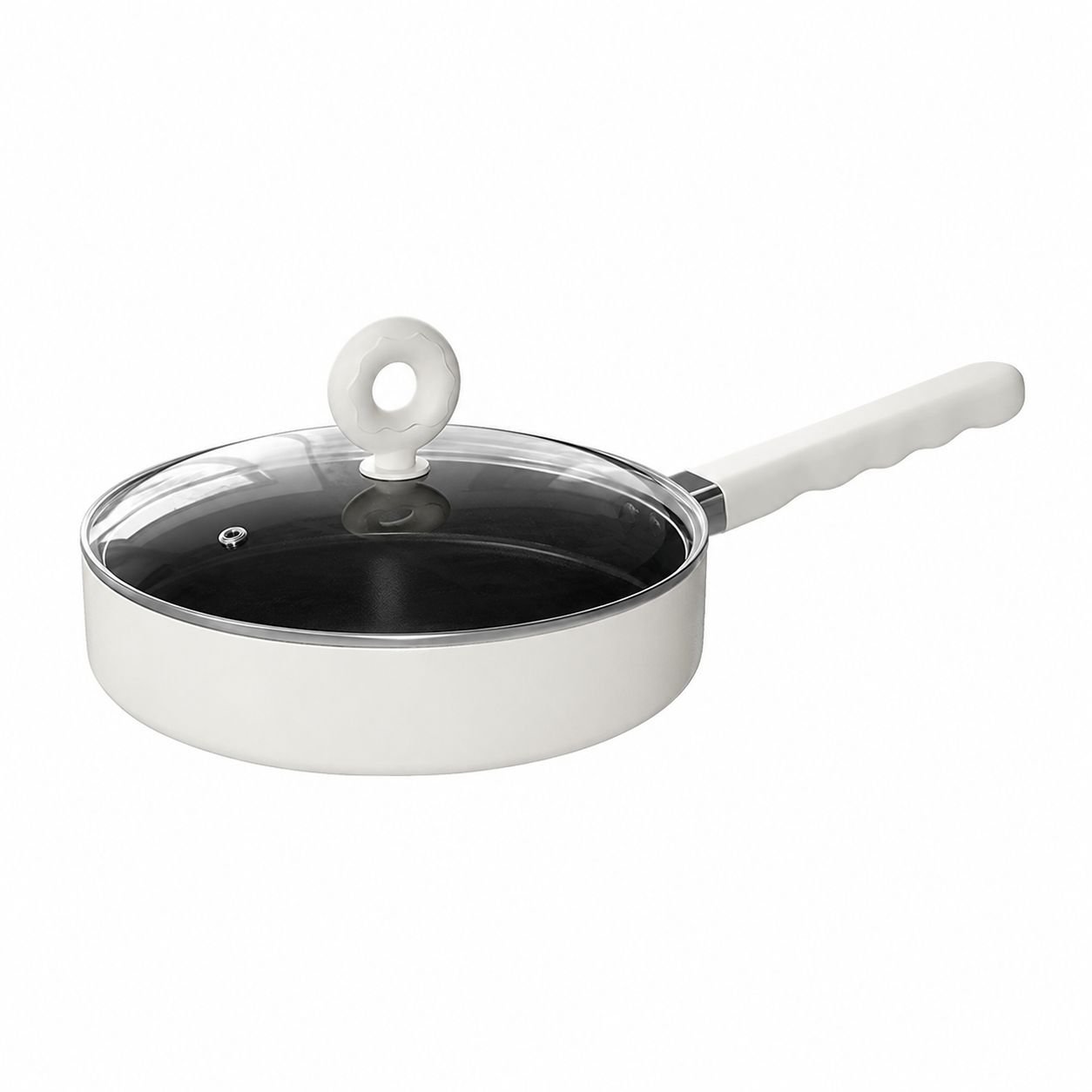 Non-Stick Fluoride Coated Pan for Household Use with Stable Handle