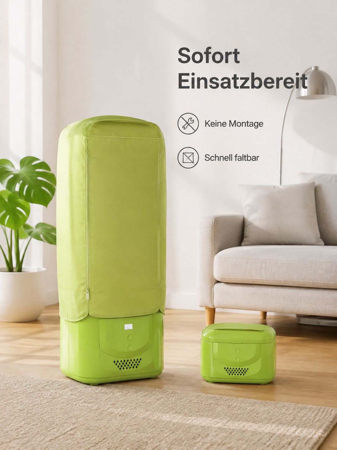 Tragbarer, faltbarer Wäschetrockner für drinnen, 360° Heißluft, kein Aufbau nötig