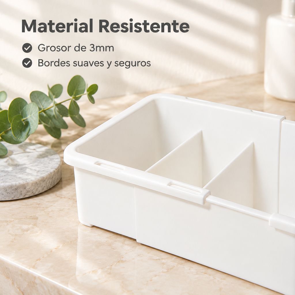 Caja organizadora de escritorio multifuncional extensible con compartimentos