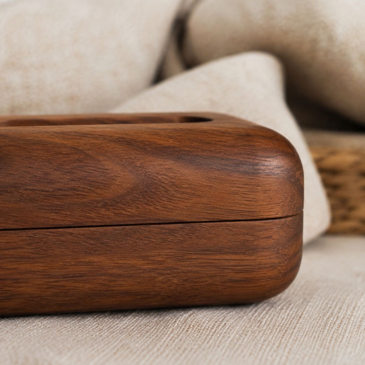 Modern wooden tissue organizer for home office