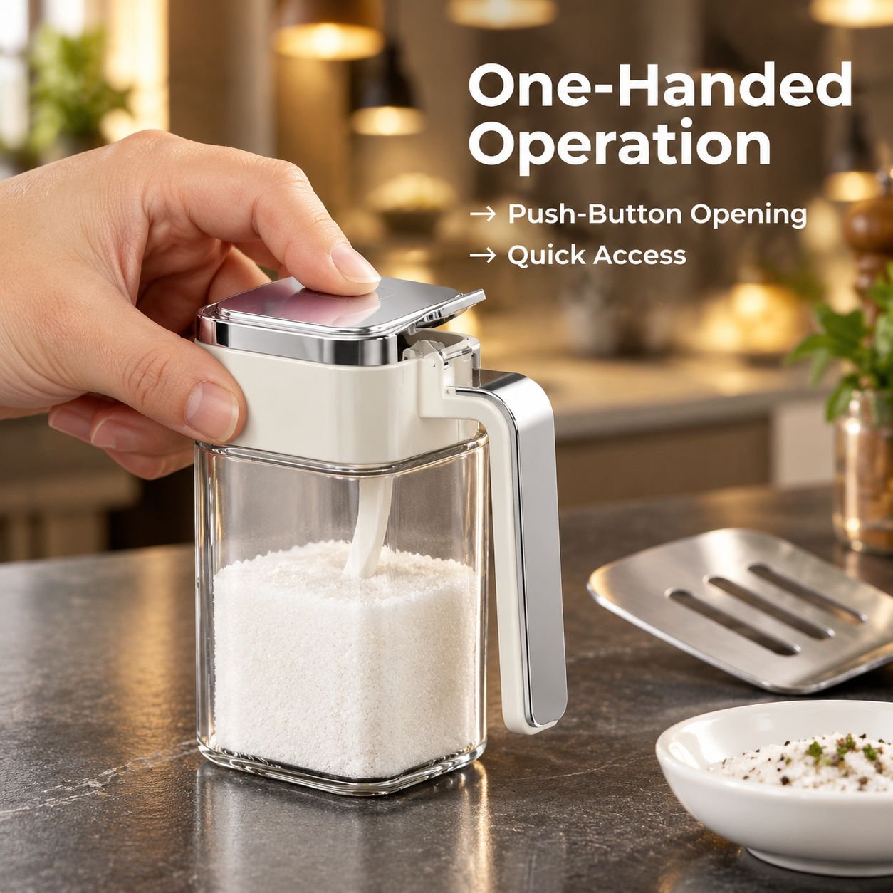 Airtight Moisture-Proof Glass Seasoning Jar and Salt Box for Kitchen Condiments