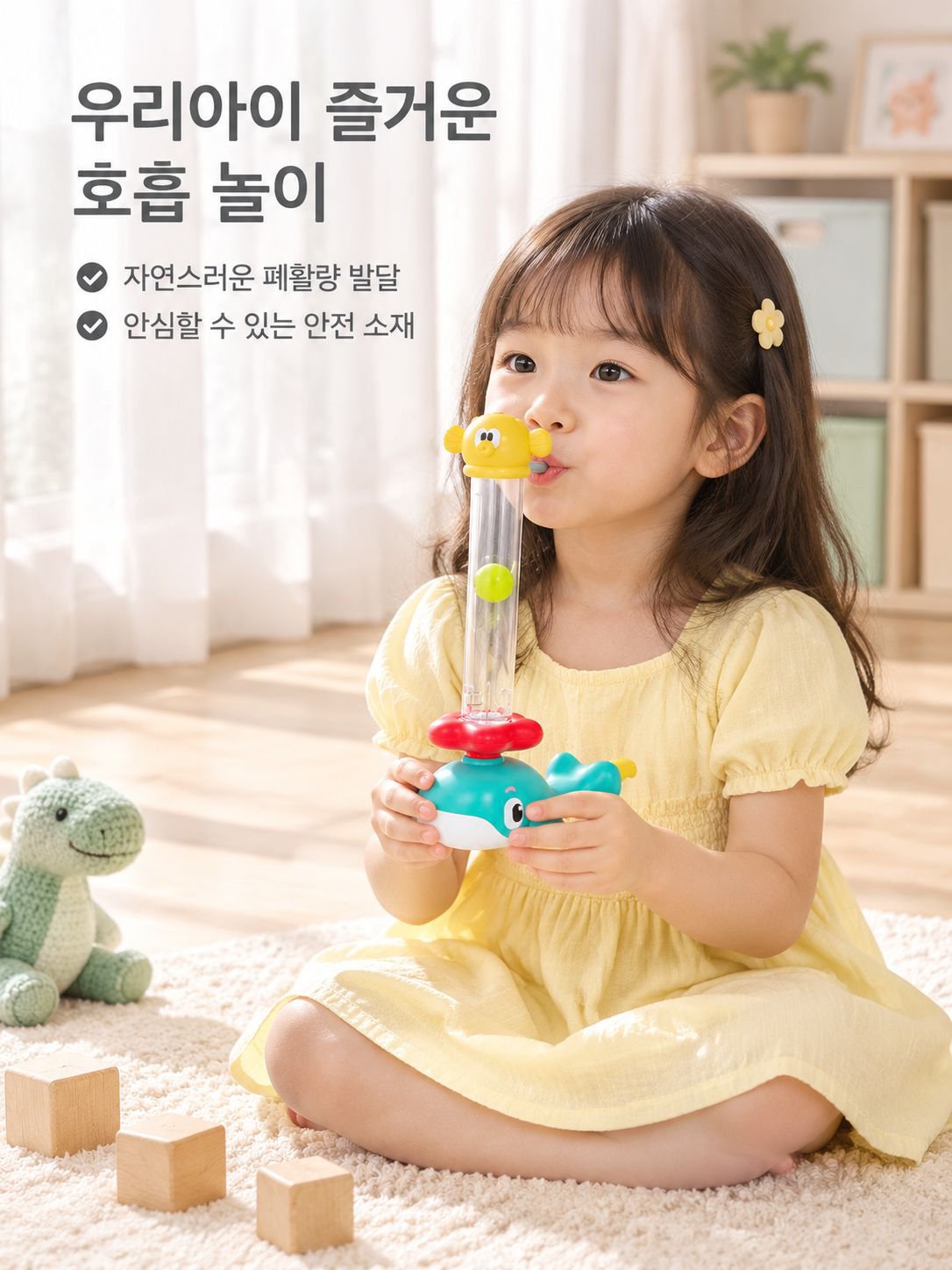 어린이 폐활량 훈련 부는 공 장난감 구강 운동기