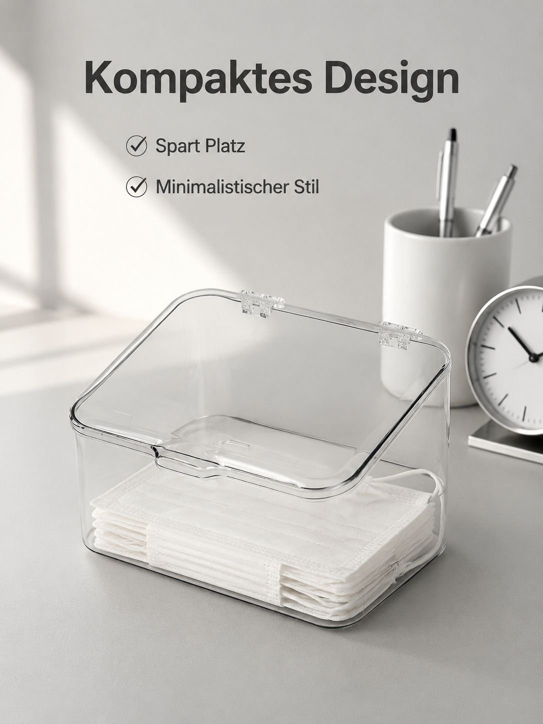 Organizer mit Deckel für Gesichtsmasken, staubdicht, ideal für Schlafsäle und Büros