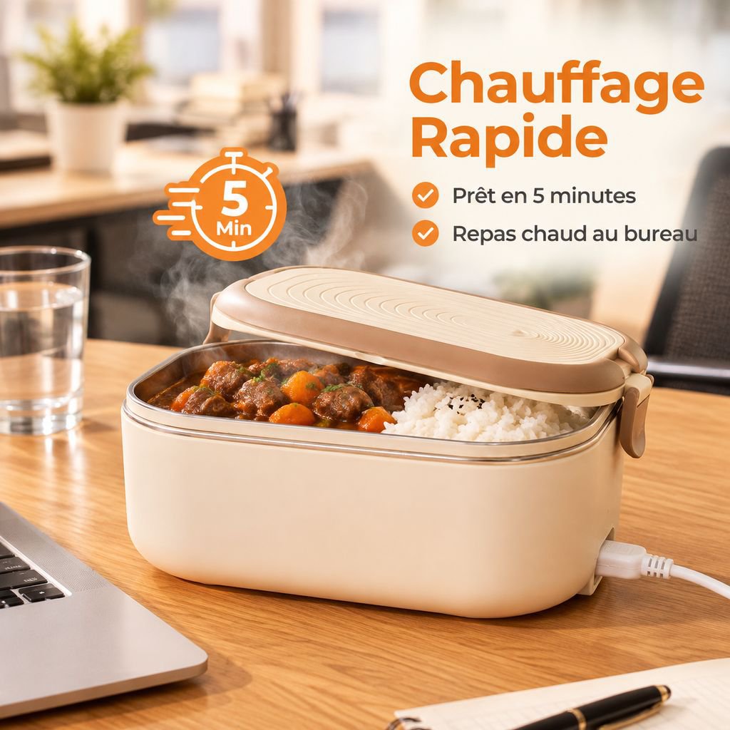 Boîte Déjeuner Électrique Chauffante Inox Bento Isotherme Bureau Étudiant
