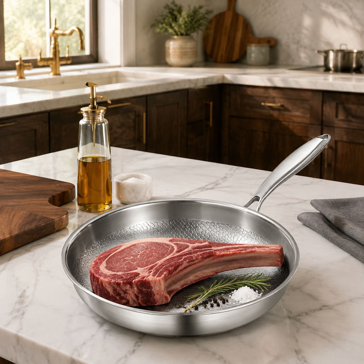Uncoated non-stick frying pan