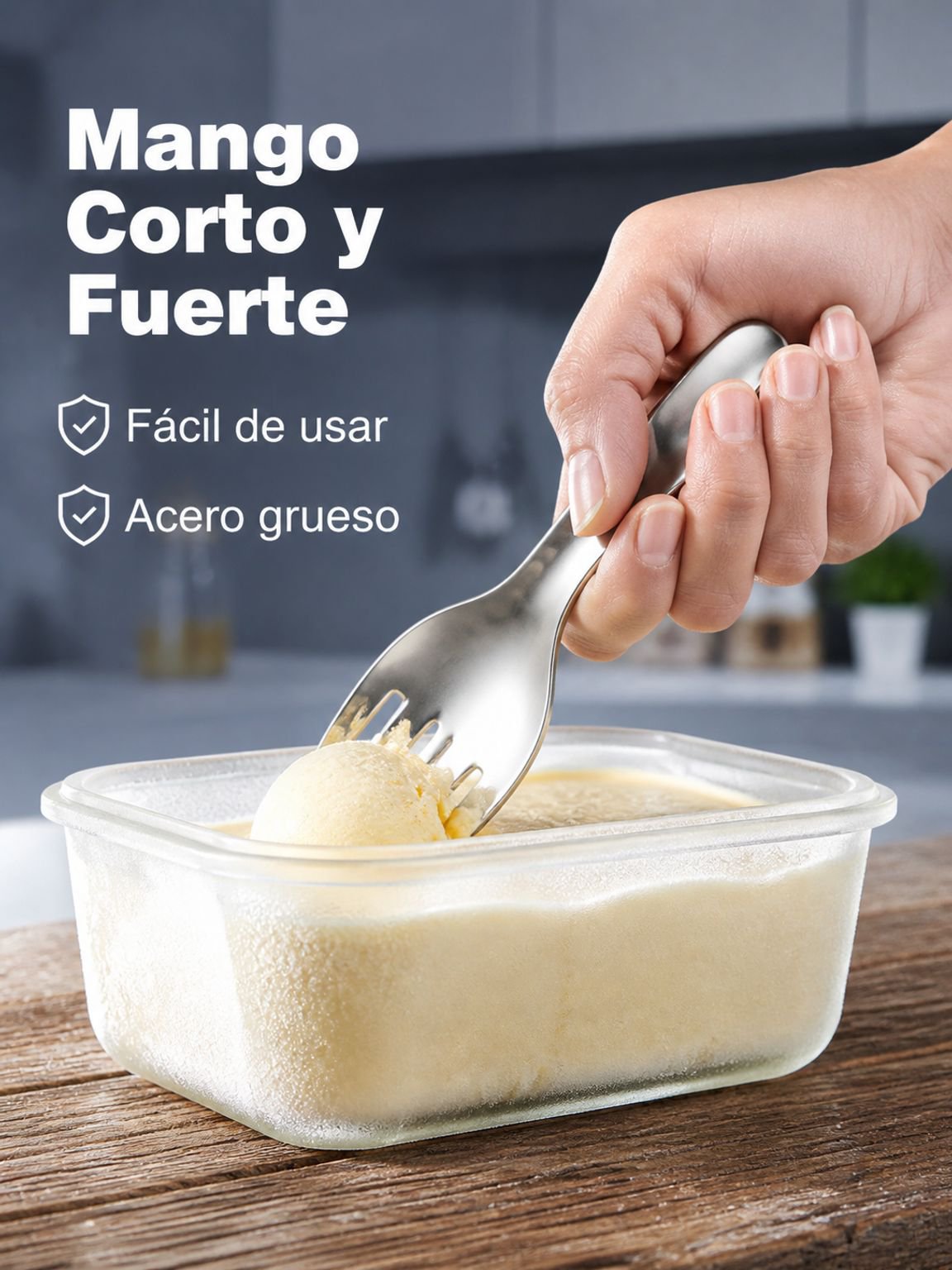 Cucharita para helado de mango corto 