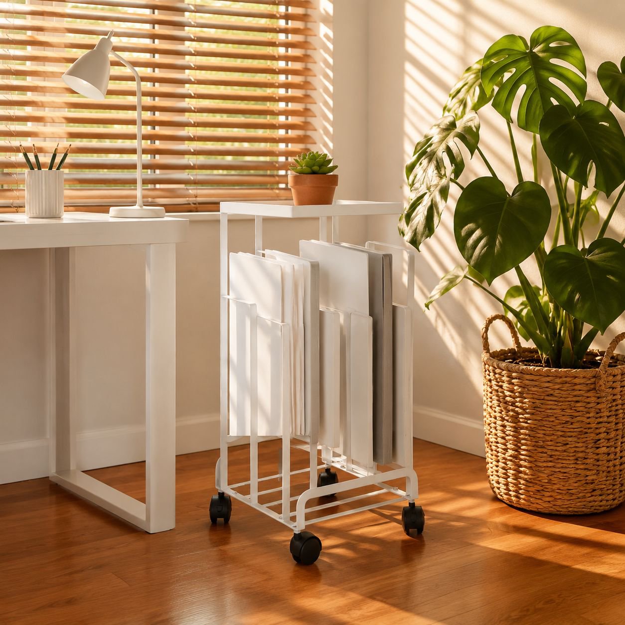 Movable rack with sturdy wheels for easy transport