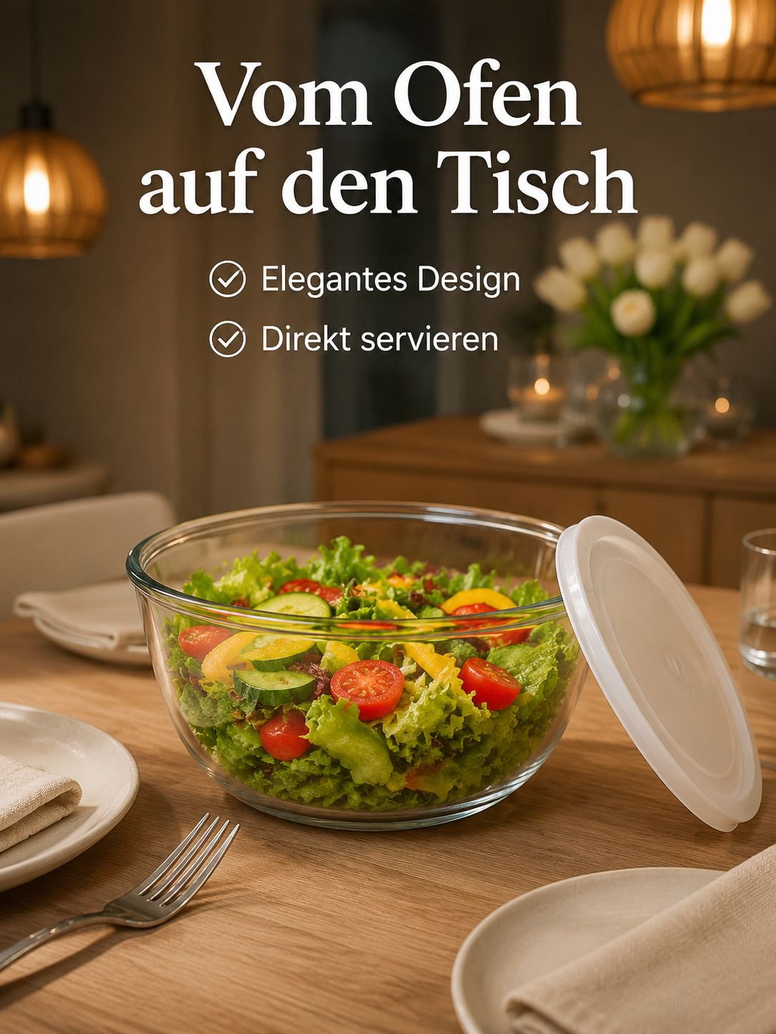 Ofenfestes Glasgeschirr mit frischen Zutaten