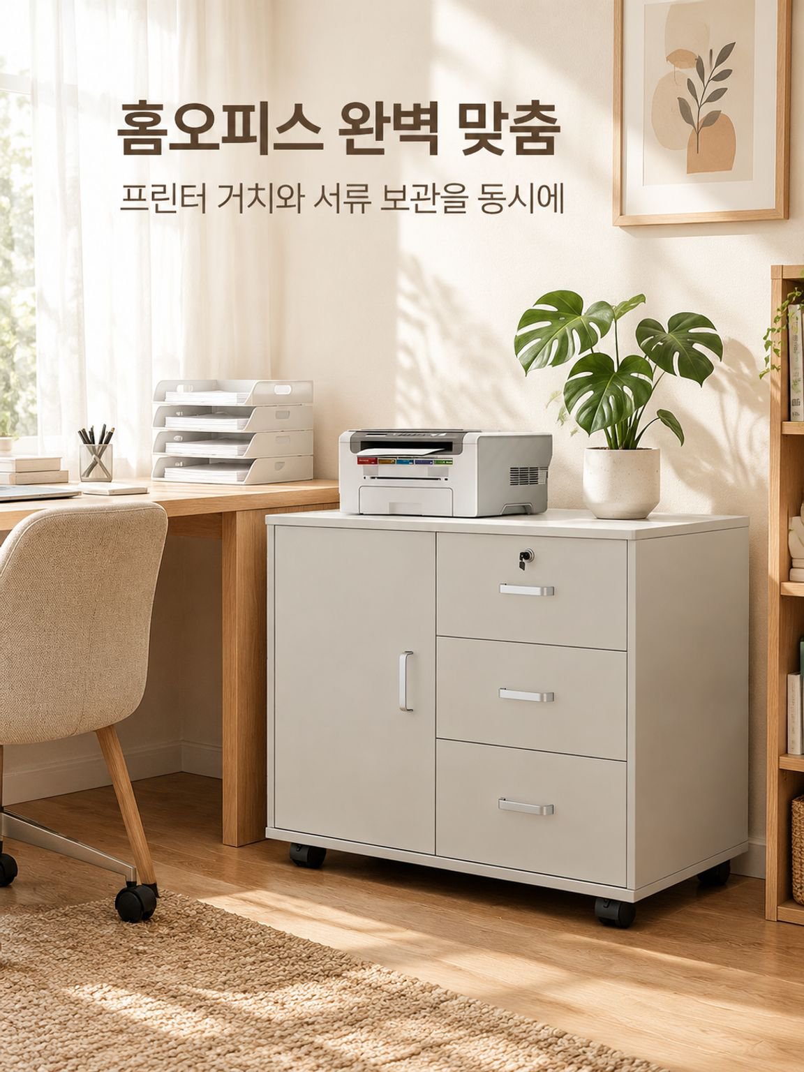 사무실 책상 아래 서랍 파일 캐비닛 수납 캐비닛 원목 낮은 캐비닛