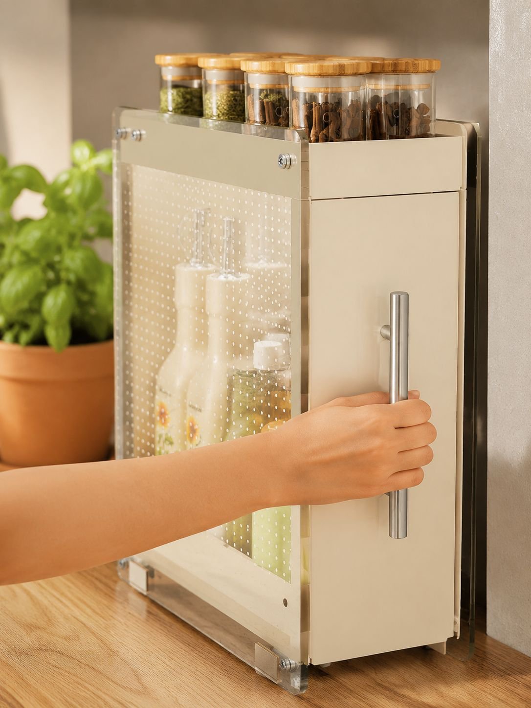 Estante de almacenamiento de especias extraíble para cocina, estante de almacenamiento de pared para