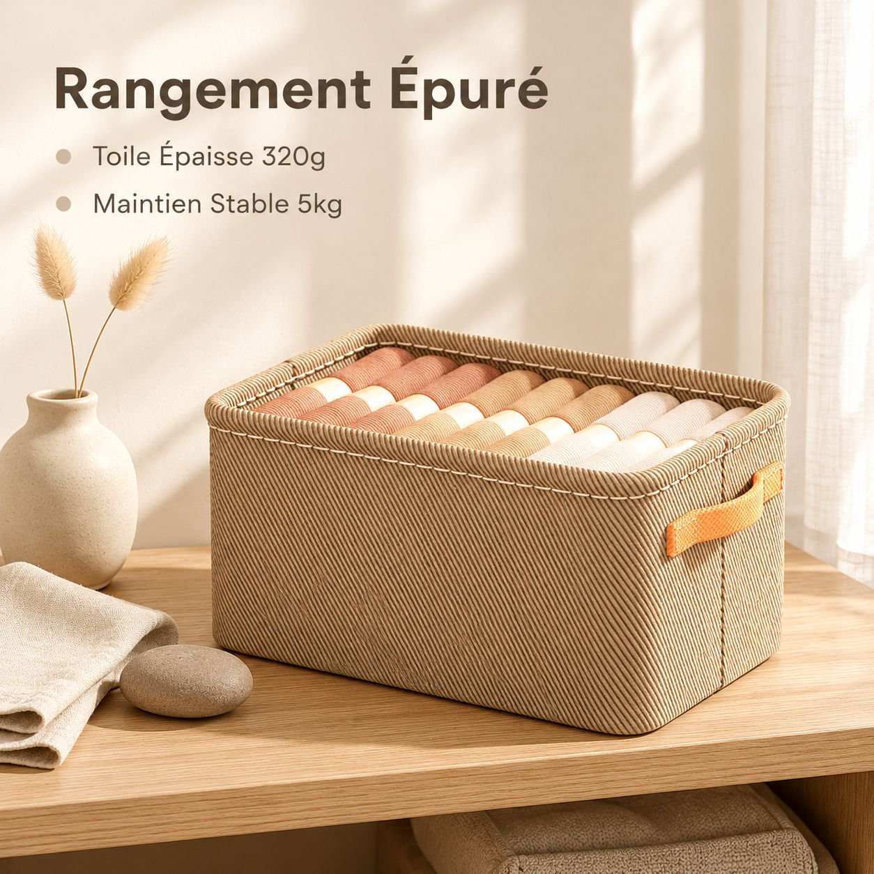 Panier Rangement Vêtements Tissu Épais Boîte Organisateur Dressing Penderie
