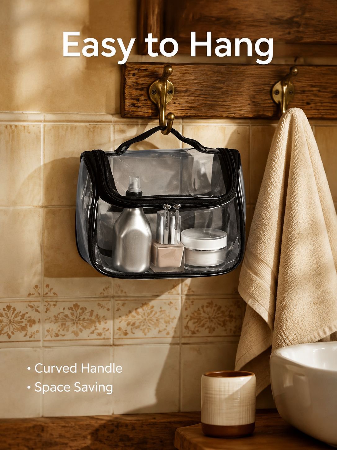 Portable Waterproof Toiletry Bag for Travel and Business, Makeup Organizer Pouch