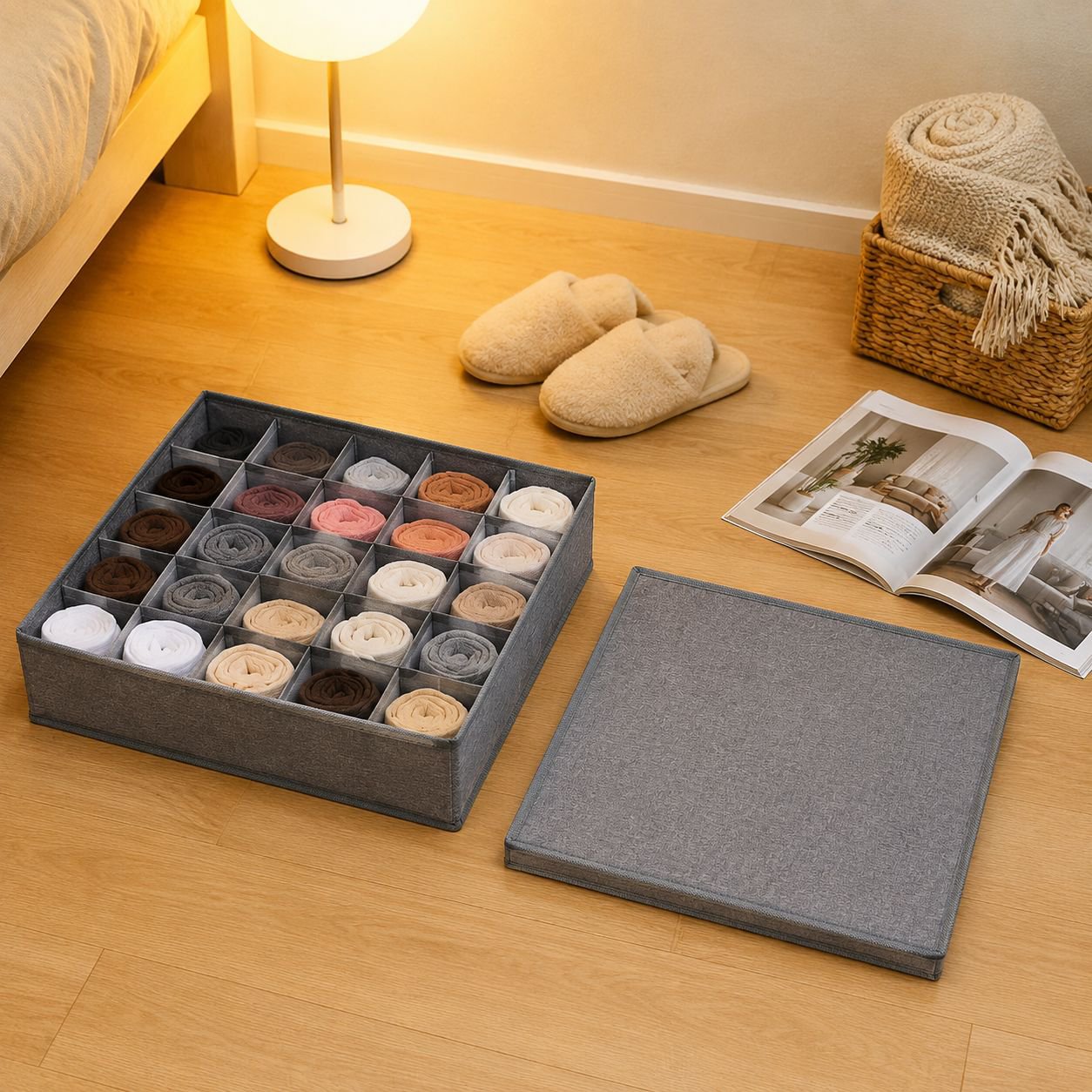 Home Fabric Storage Box Storage Box Home Grid Foldable Split Form