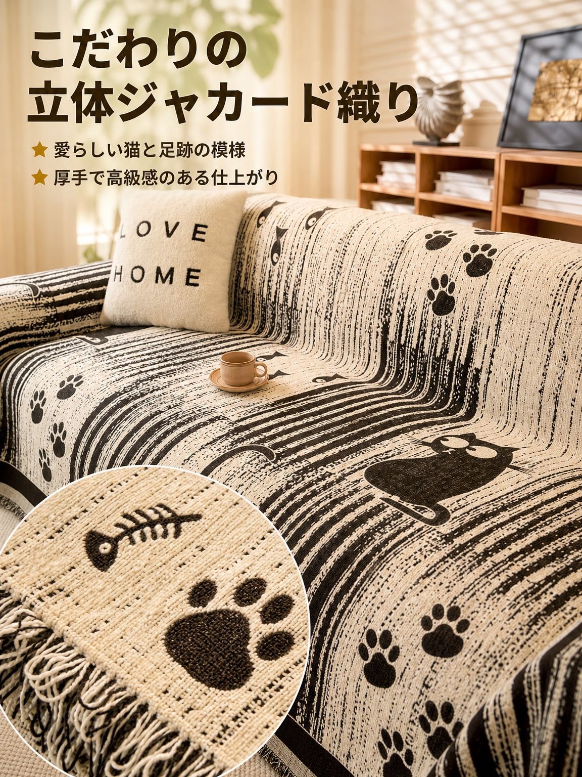 カトゥ・シニールの四季折々の猫つかみ防止ソファカバー