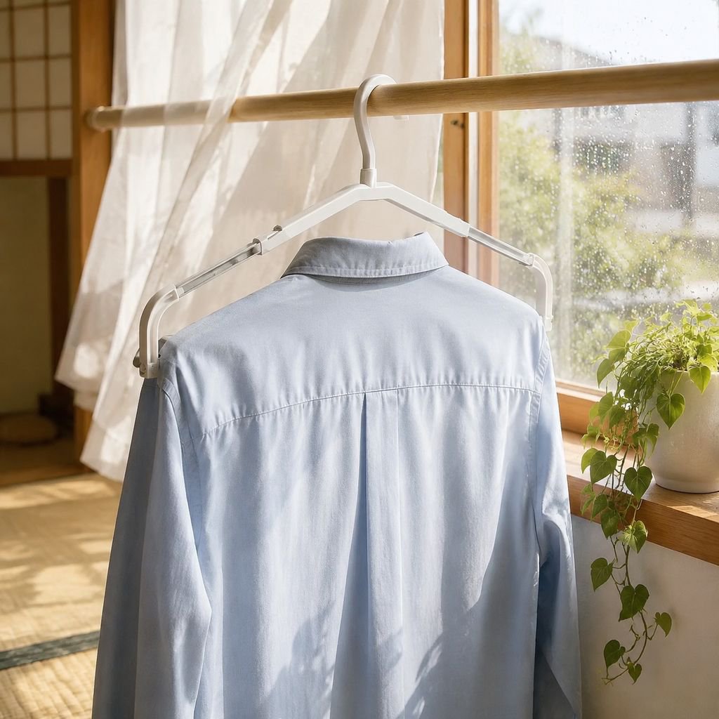 複数の衣類を掛けたJMY伸縮ハンガー